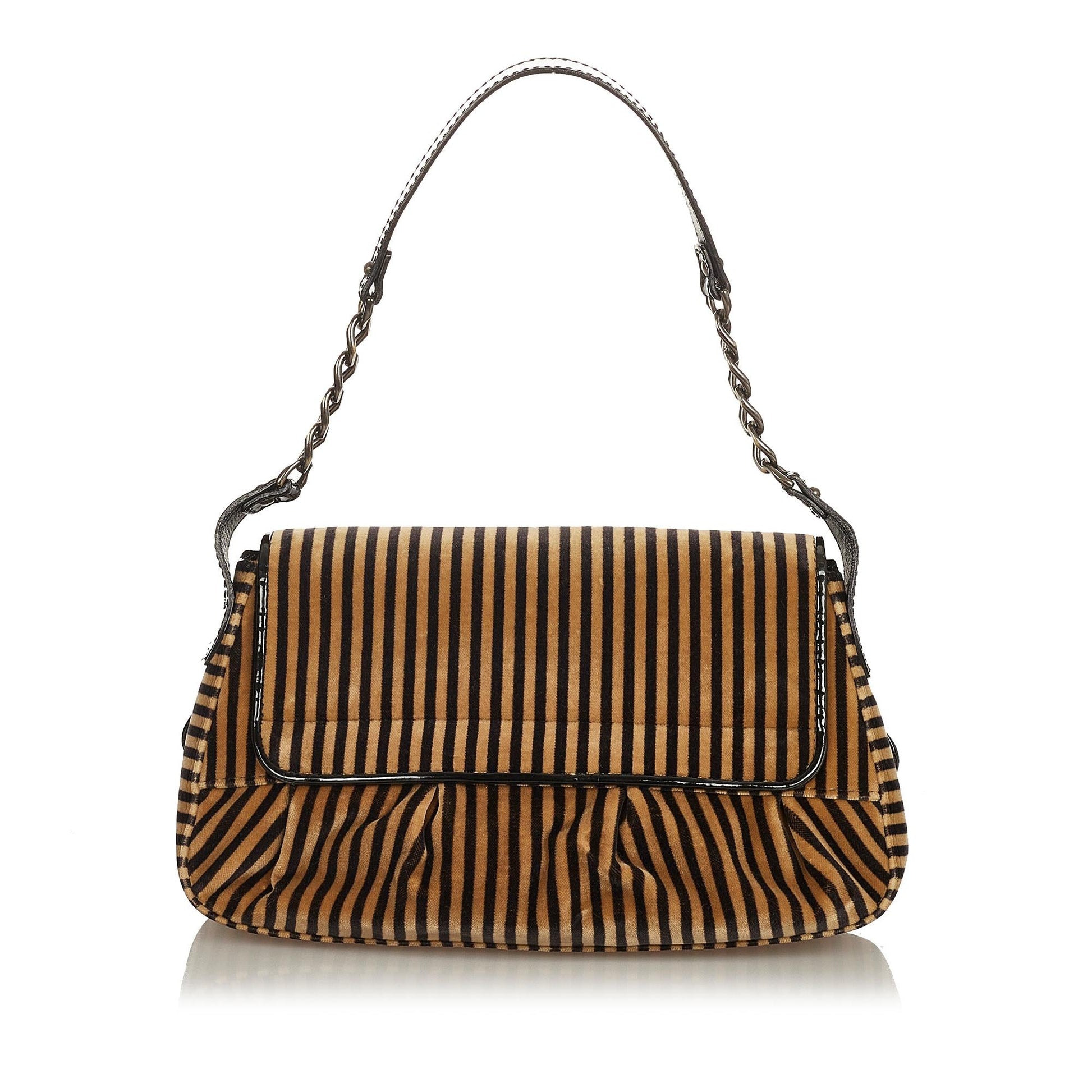 Fendi Pequin Velvet Shoulder Bag Shg