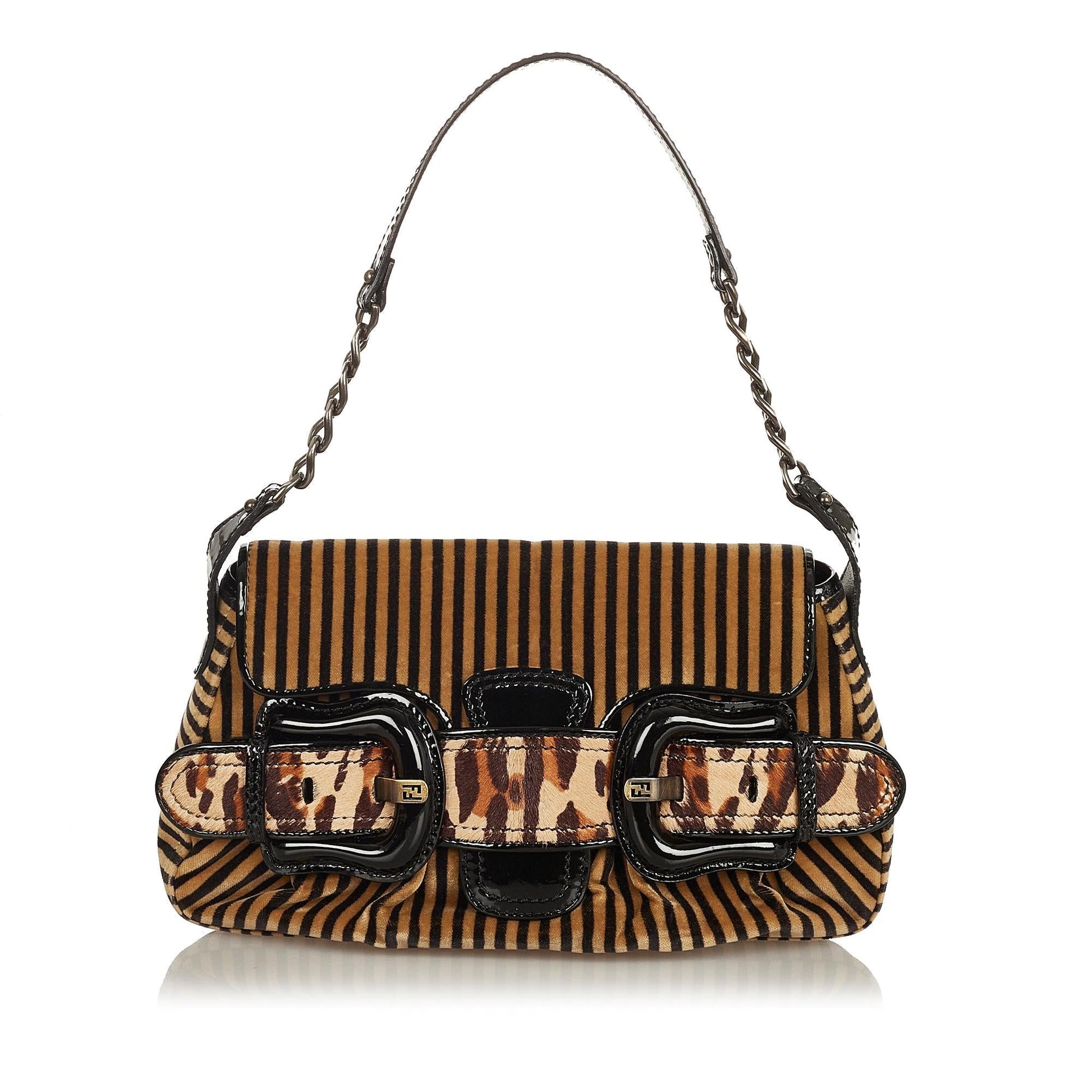 Fendi Pequin Velvet Shoulder Bag Shg