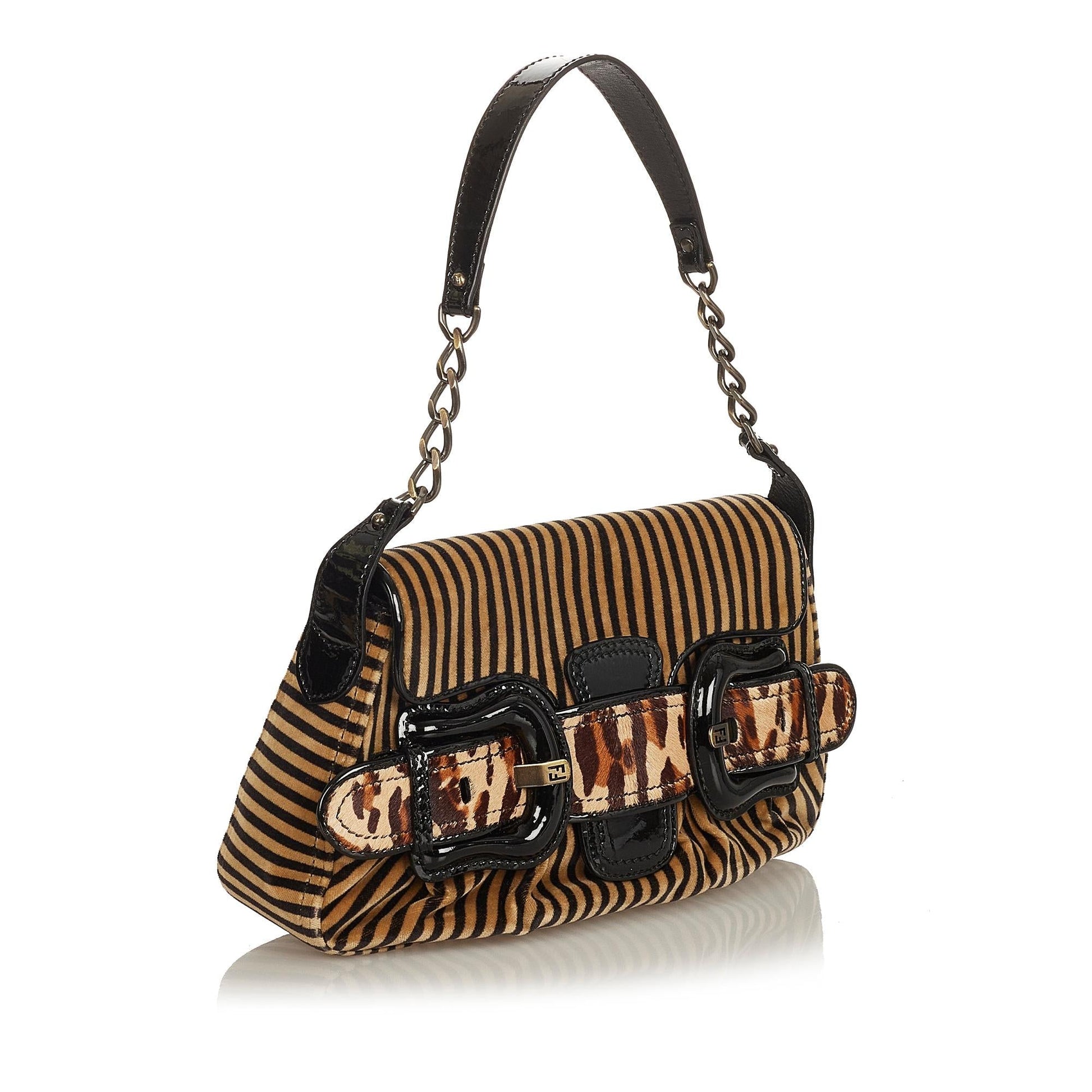 Fendi Pequin Velvet Shoulder Bag Shg
