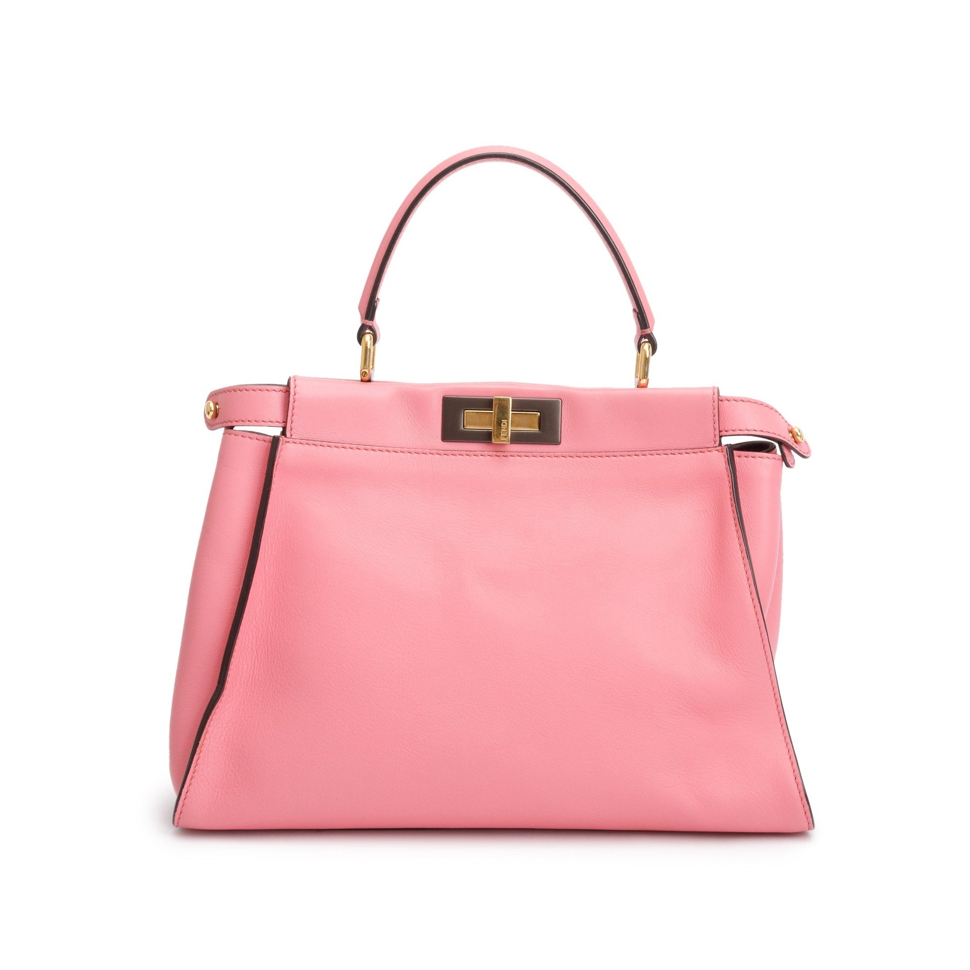 Fendi Calfskin Peekaboo Bag Leather Pink Travel Bag