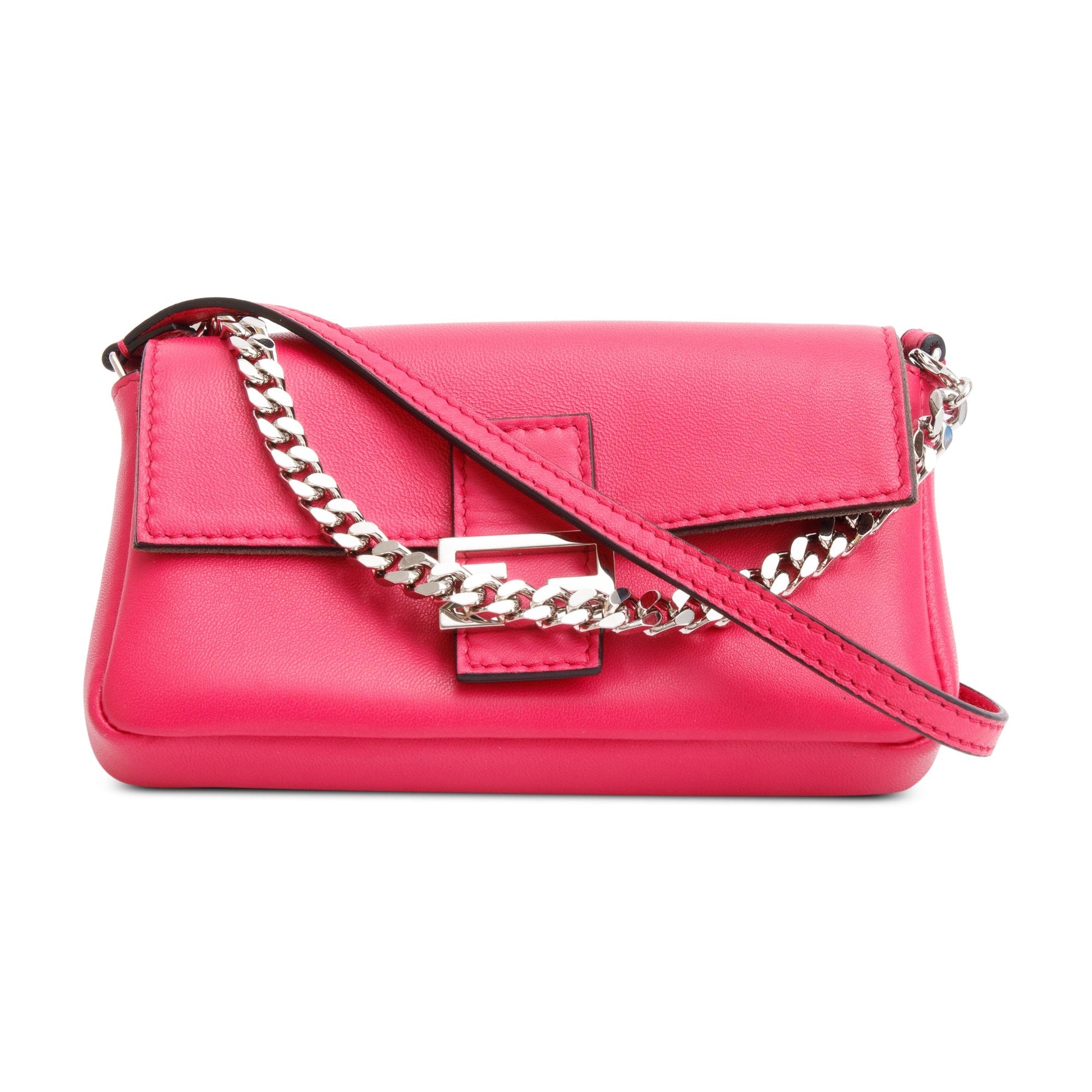 Fendi Calfskin Micro Baguette Bag Leather Pink Travel Bag