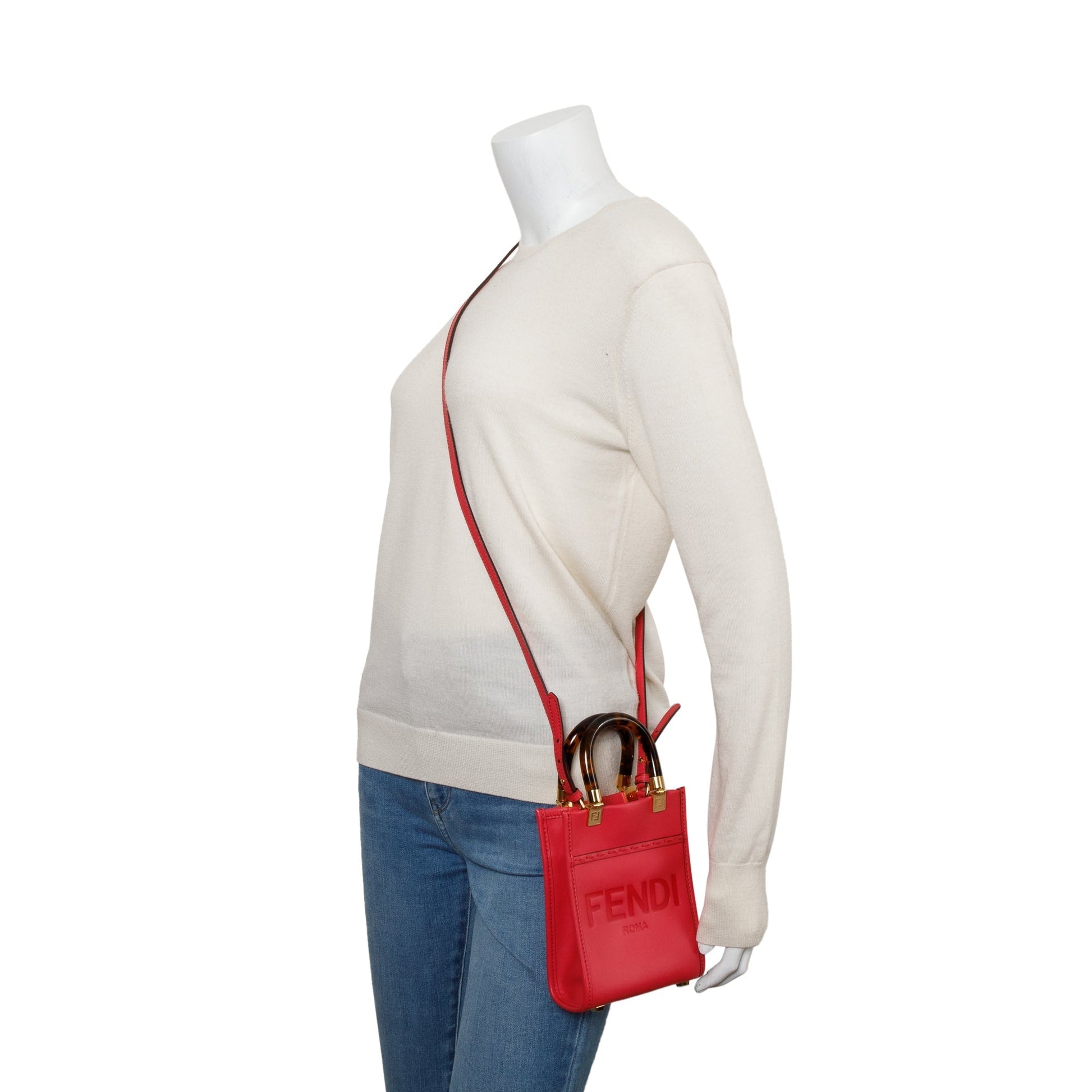Fendi Sunshine Shopper Tote Leather Pink Tote Bag