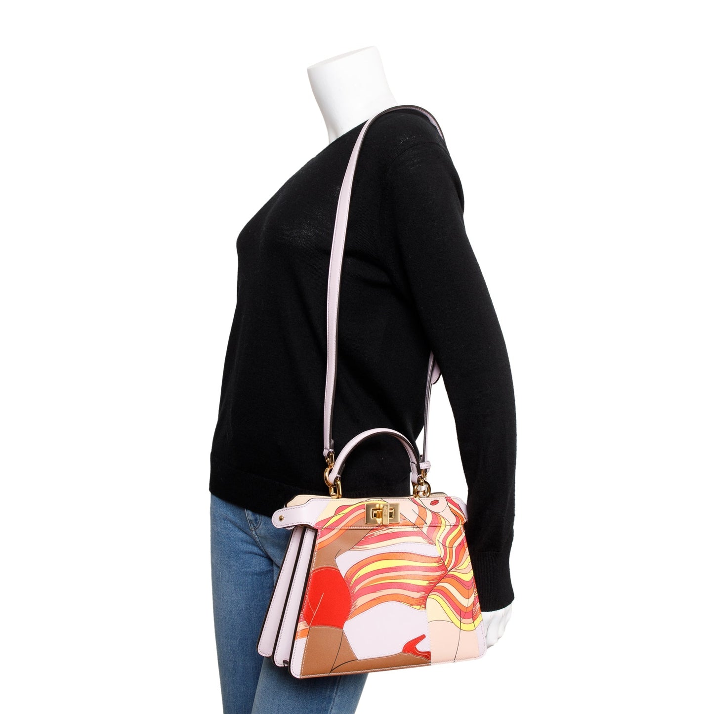 Fendi Multicolor Bikini Girls Inlay Nappa Peekaboo Iseeu Leather Pink Travel Bag