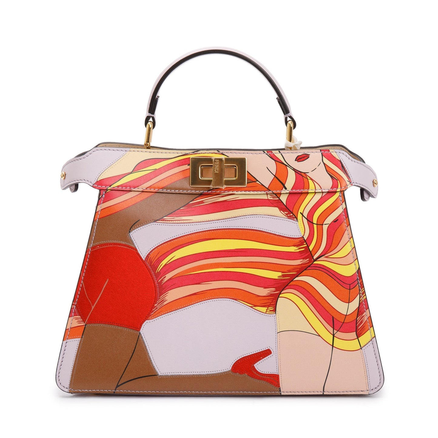 Fendi Multicolor Bikini Girls Inlay Nappa Peekaboo Iseeu Leather Pink Travel Bag
