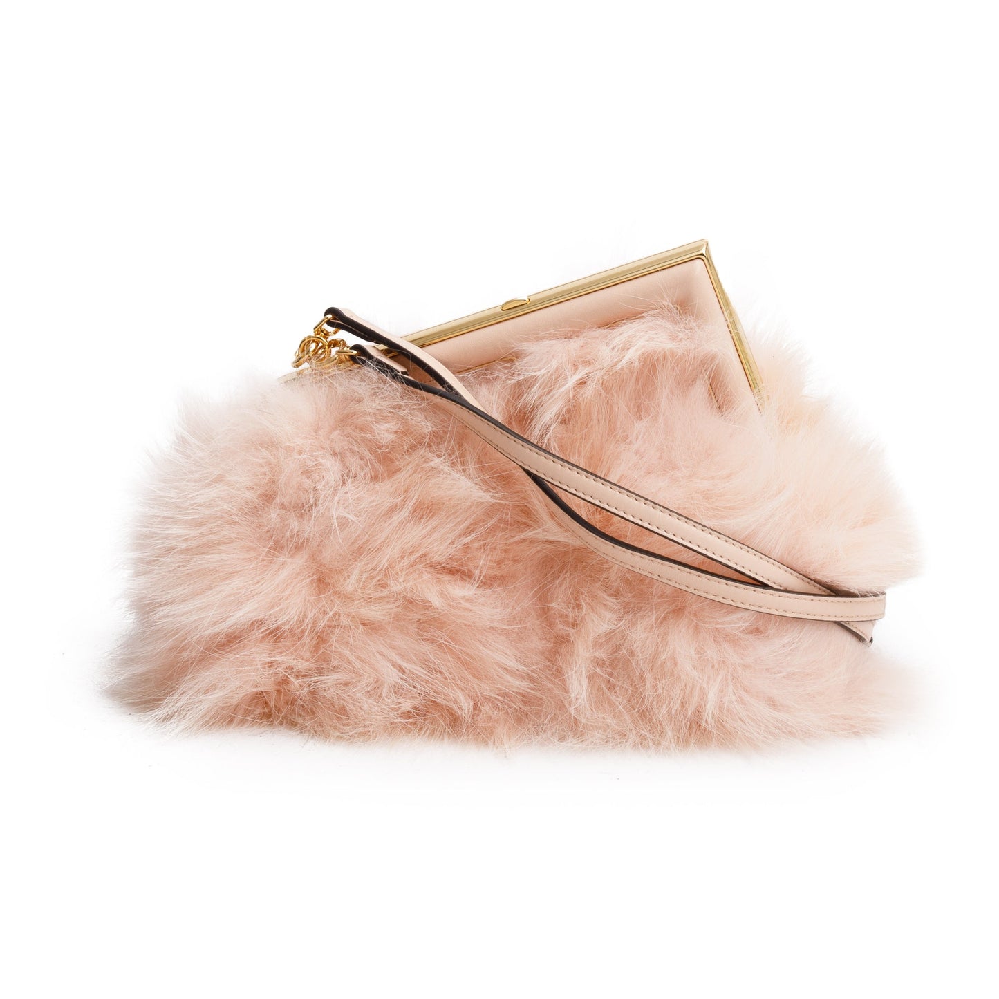 Fendi Nappa Fox Fur First Bag Leather Pink Travel Bag