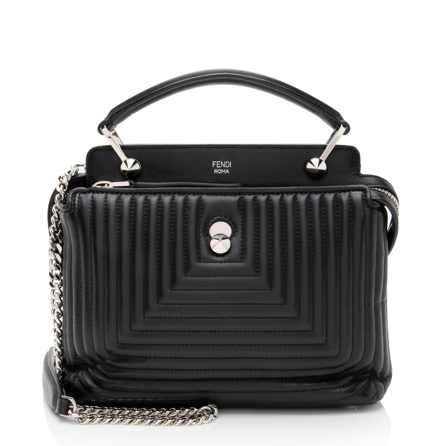 Fendi Dotcom Shoulder Bag Leather Quilted Small