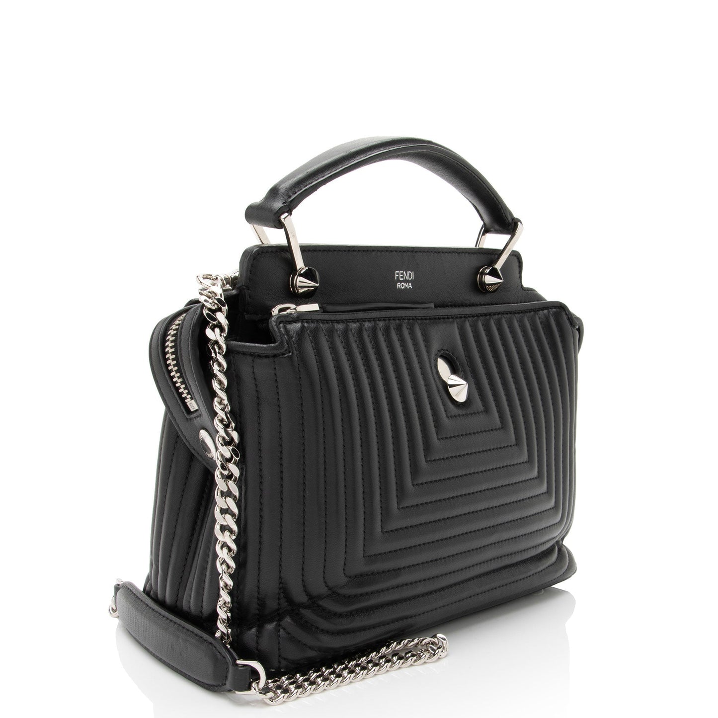Fendi Dotcom Shoulder Bag Leather Quilted Small