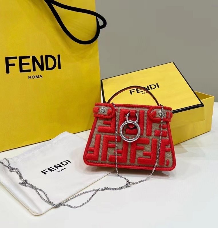 Fendi Peekaboo Bag Red Mini Travel Bag