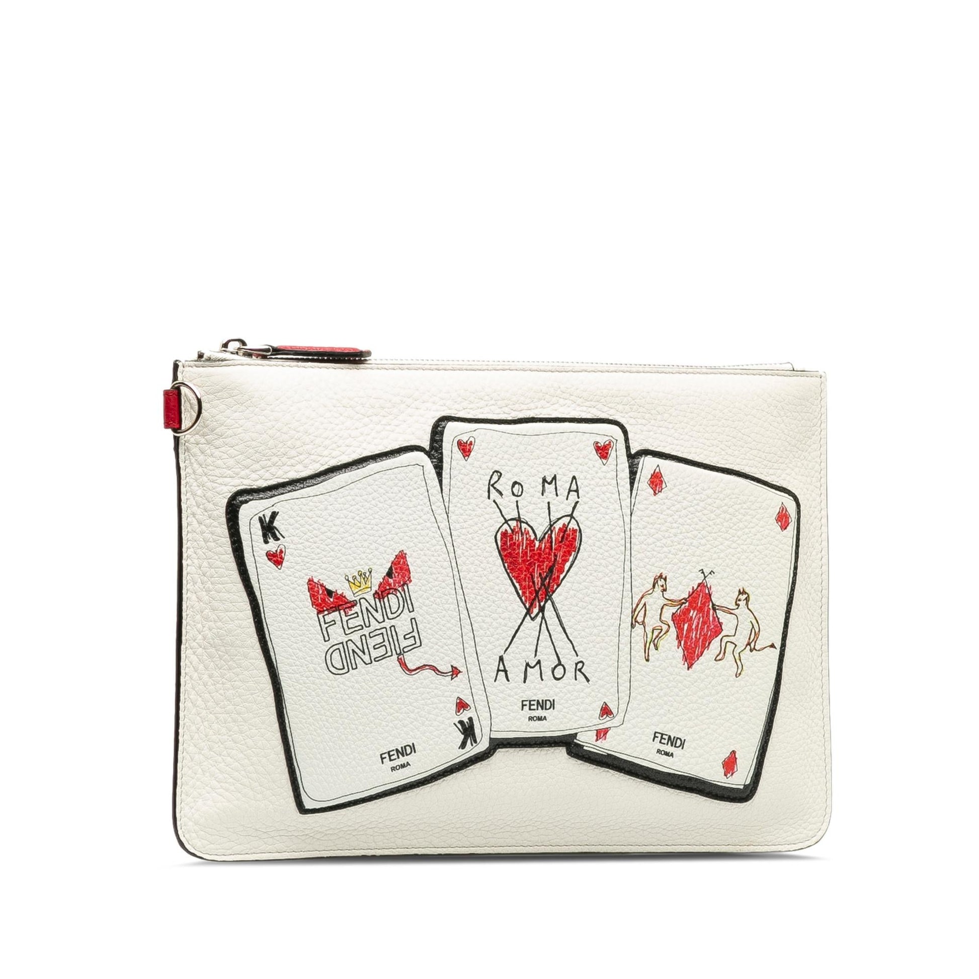 Fendi Roma Playing Cards Clutch Shg 34Tr8X Zip Clutch Bag