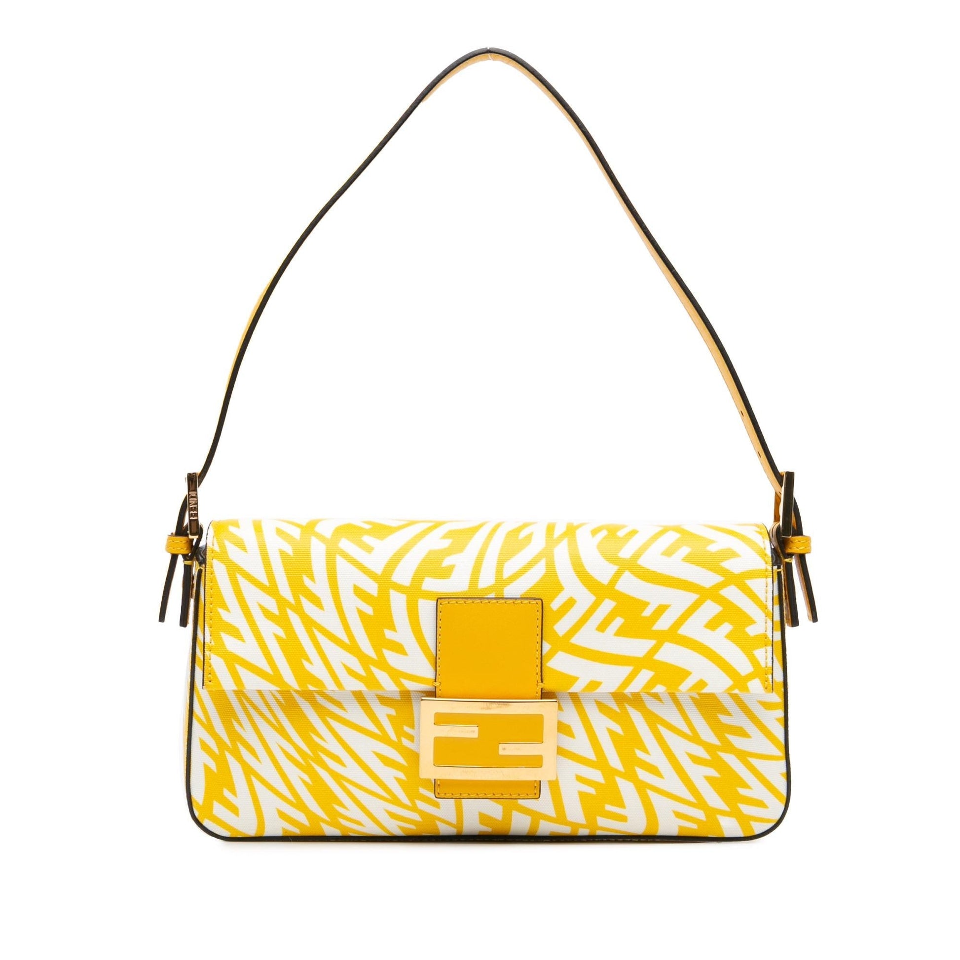 Fendi Sarah Coleman Zucca Coated Vertigo Baguette Shoulder Bag Canvas Baguette Shg Hzqm8T
