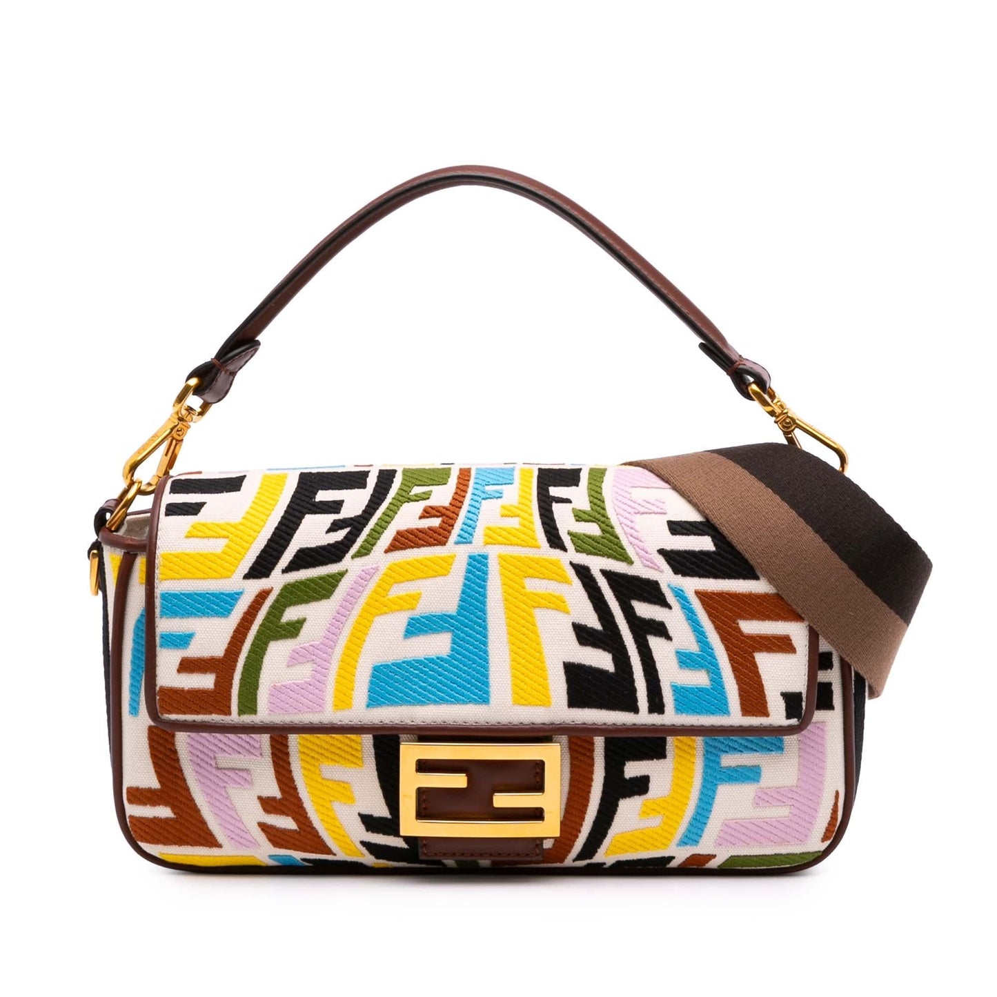 Fendi Sarah Coleman Zucca Fish Eye Vertigo Baguette Satchel Canvas Embroidered Satchel Bag Baguette Satchel 1