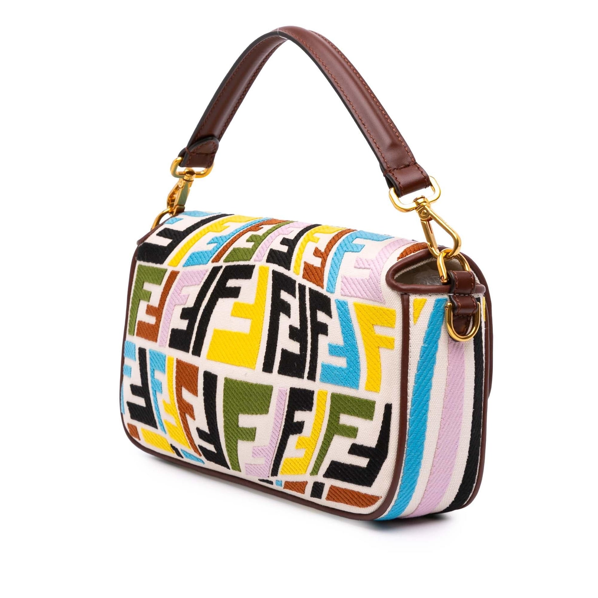 Fendi Sarah Coleman Zucca Fish Eye Vertigo Baguette Satchel Canvas Embroidered Satchel Bag Baguette Satchel 1