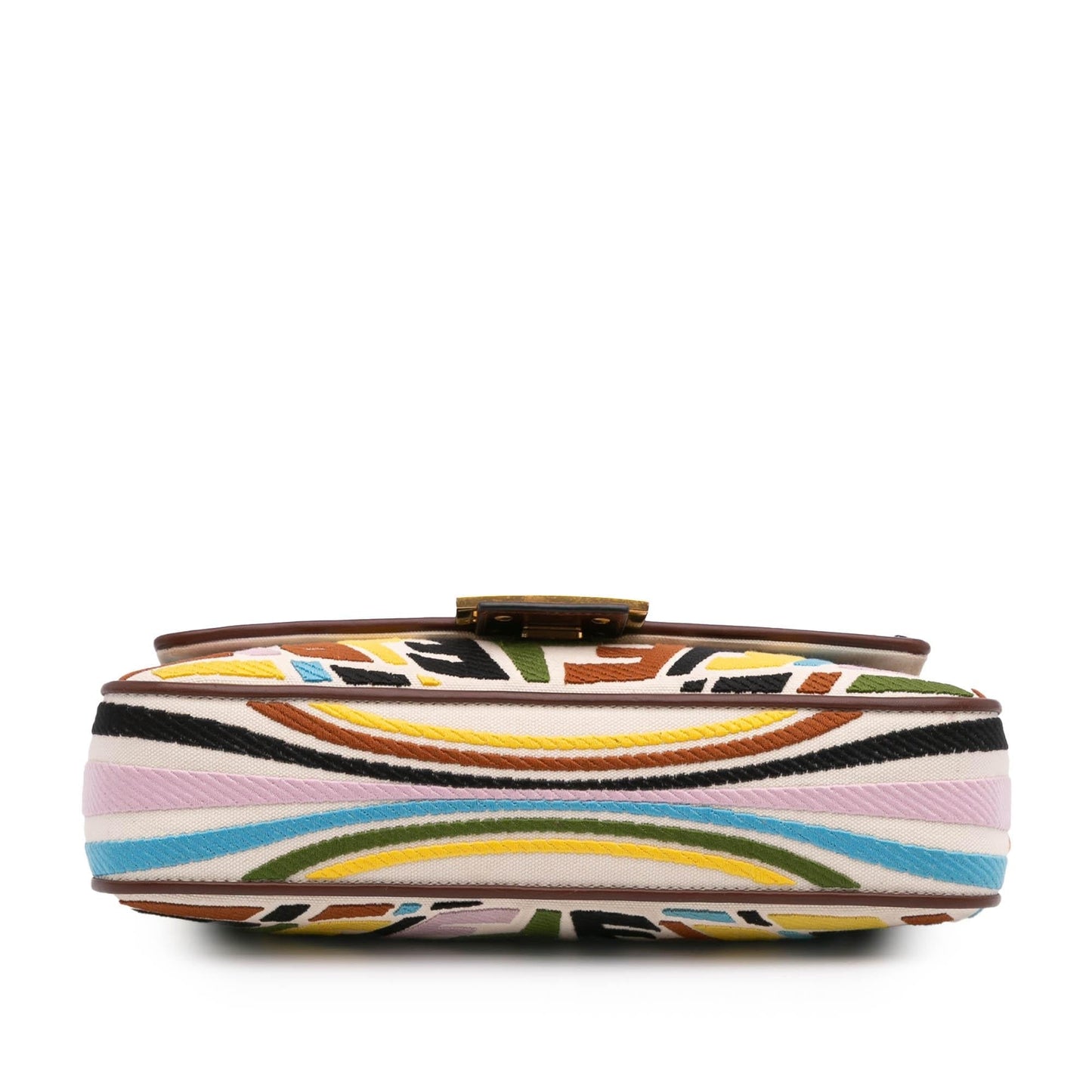 Fendi Sarah Coleman Zucca Fish Eye Vertigo Baguette Satchel Canvas Embroidered Satchel Bag