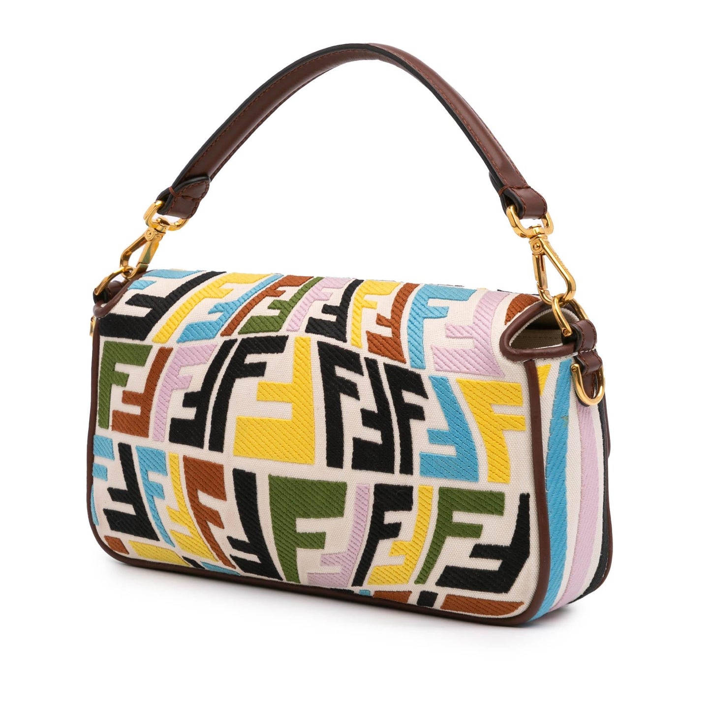 Fendi Sarah Coleman Zucca Fish Eye Vertigo Baguette Satchel Canvas Embroidered Satchel Bag
