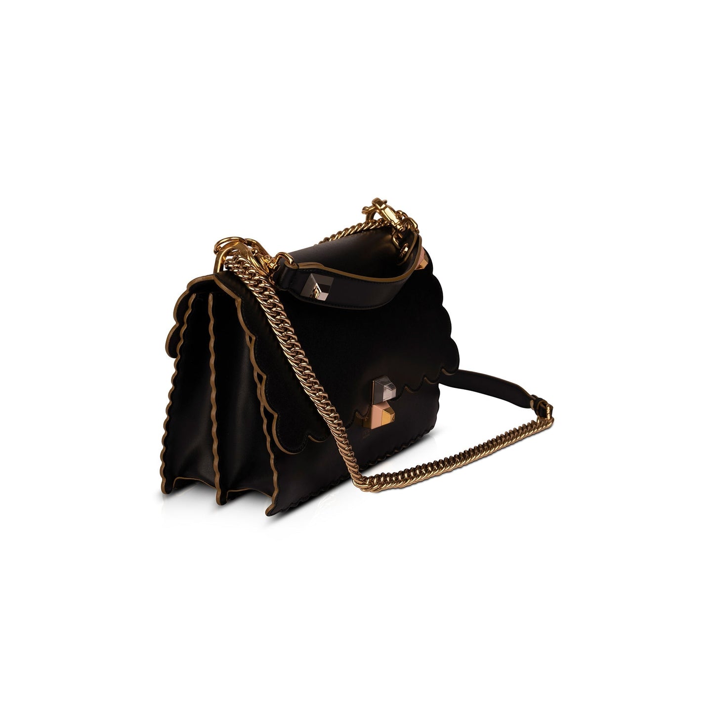 Fendi Scalloped Studded Kan Shoulder Bag