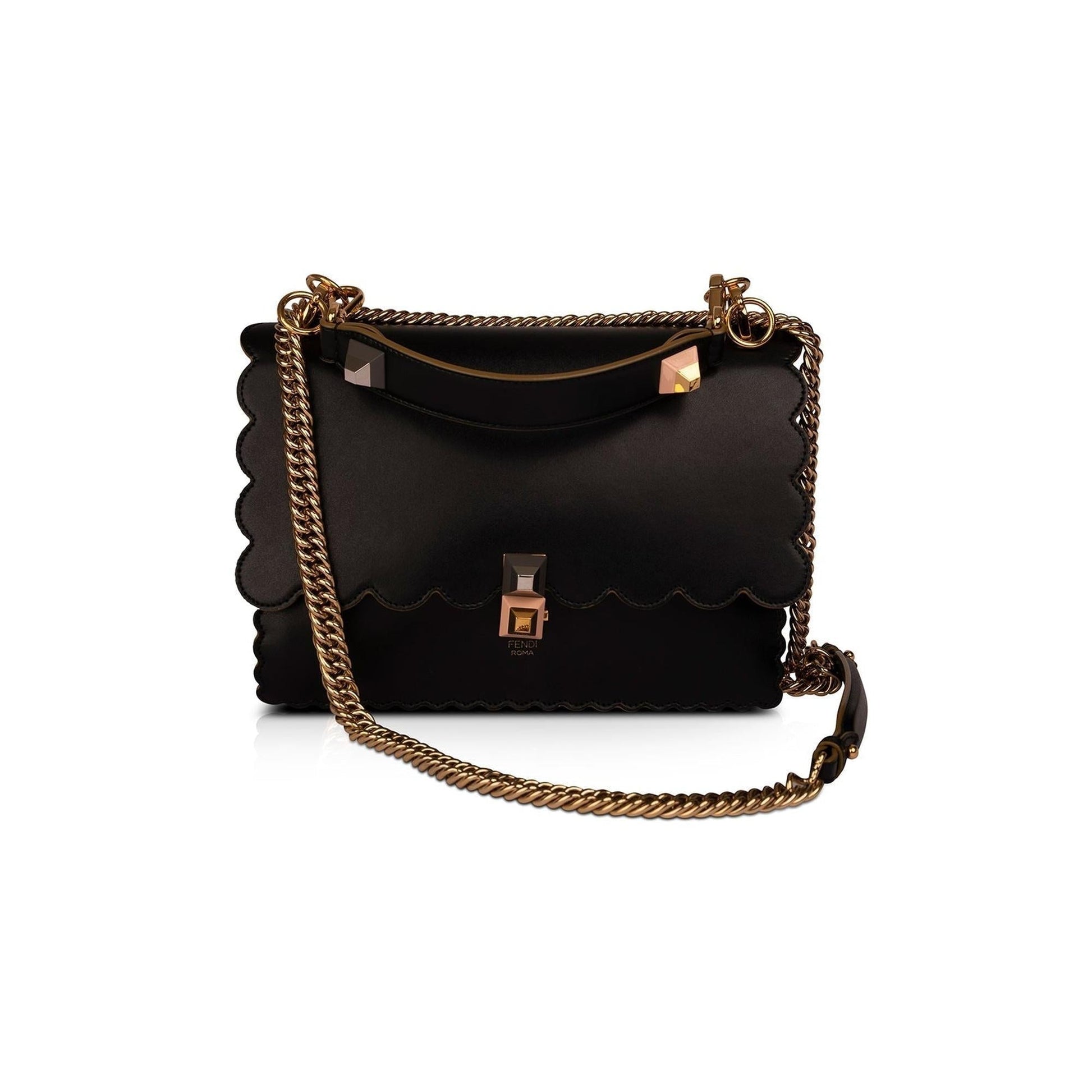 Fendi Scalloped Studded Kan Shoulder Bag