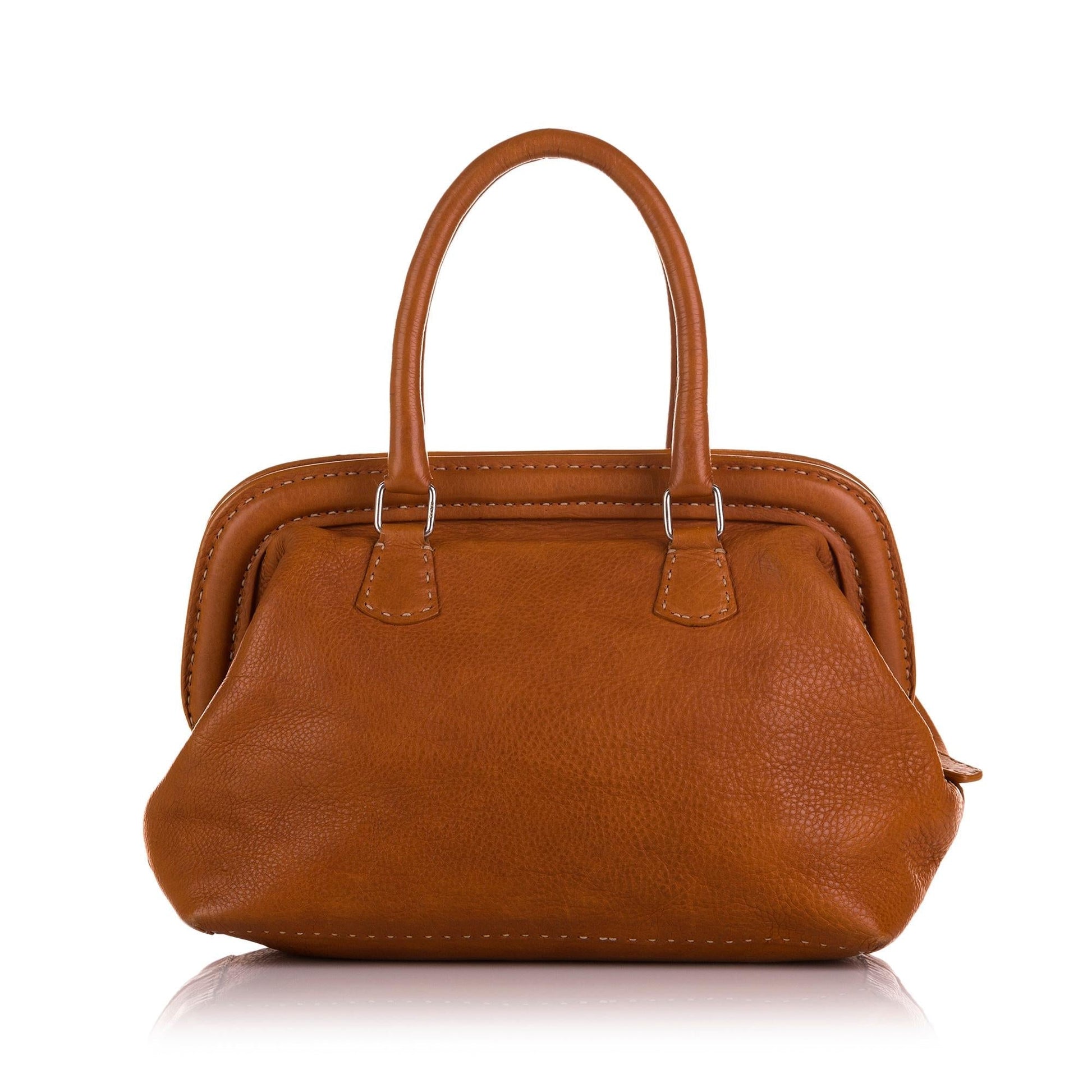 Fendi Selleria Adele Frame Handbag Shg Satchel Bag