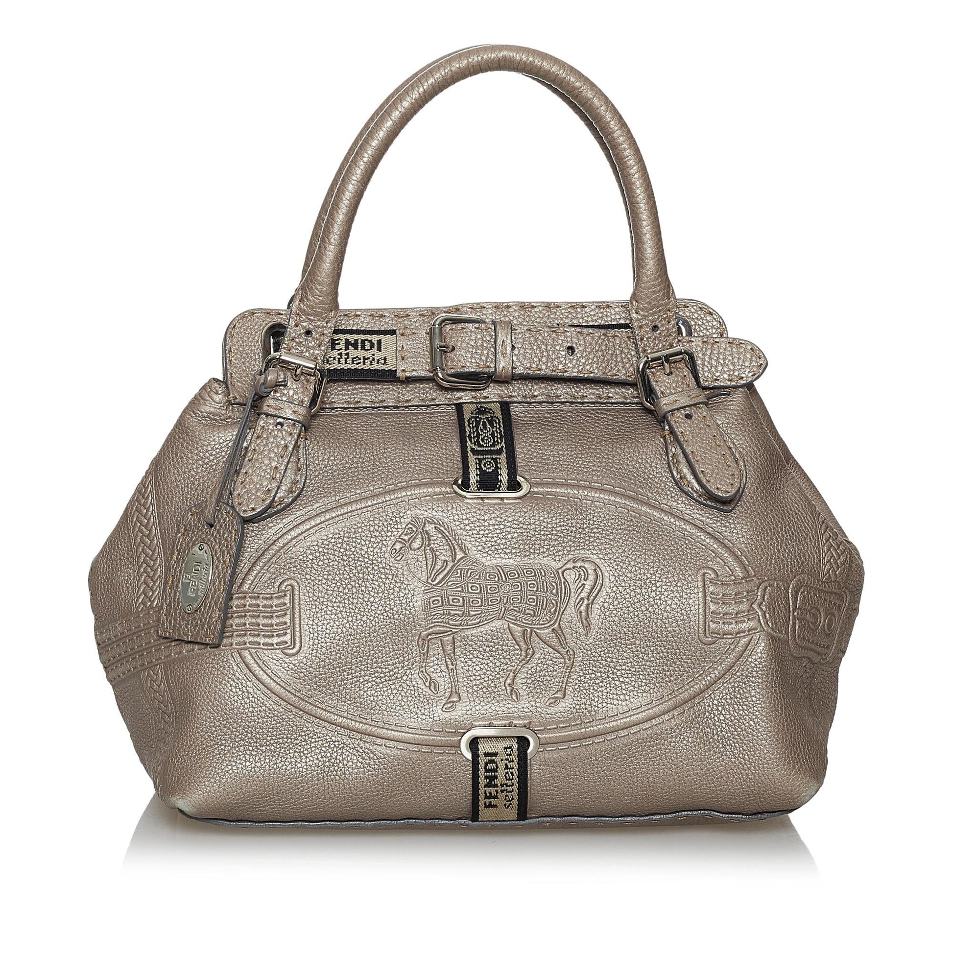 Fendi Selleria Borghese Handbag Shg Leather Satchel Bag