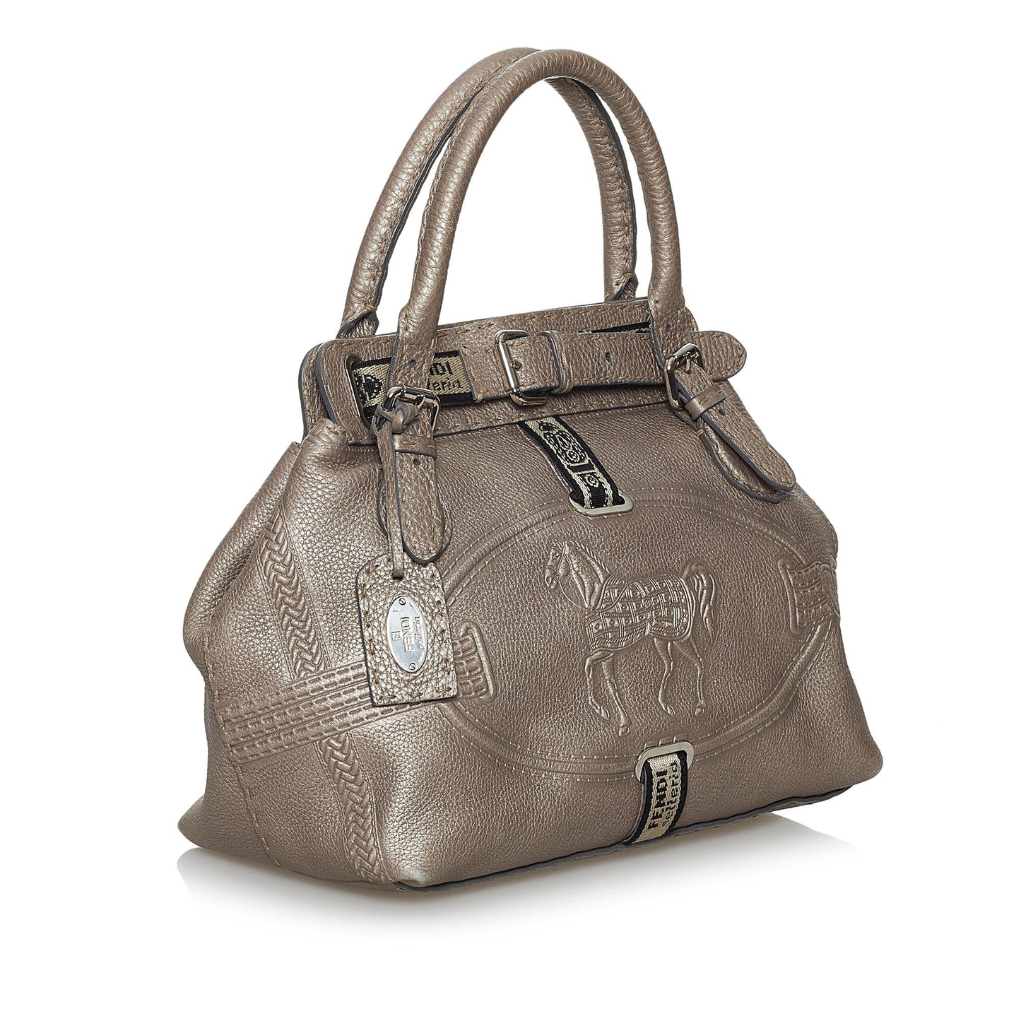 Fendi Selleria Borghese Handbag Shg Leather Satchel Bag