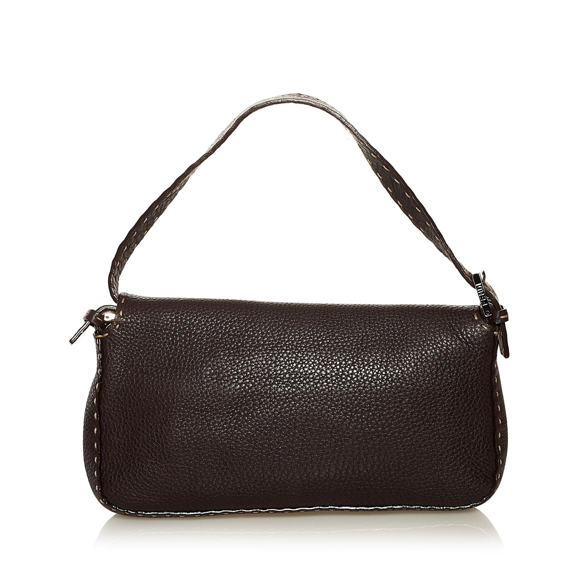 Fendi Selleria Baguette Shg Handbag Leather Shoulder Bag