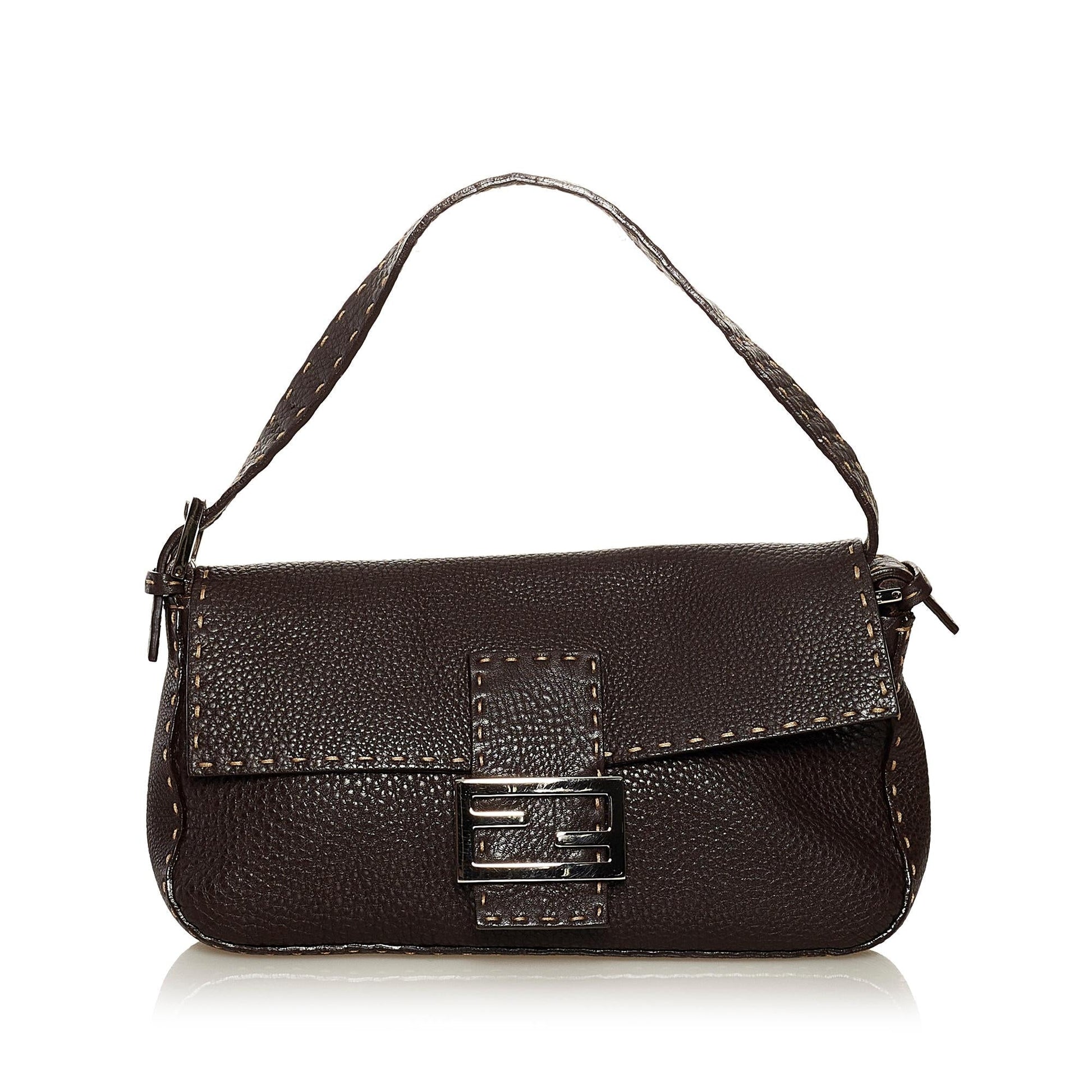 Fendi Selleria Baguette Shg Handbag Leather Shoulder Bag