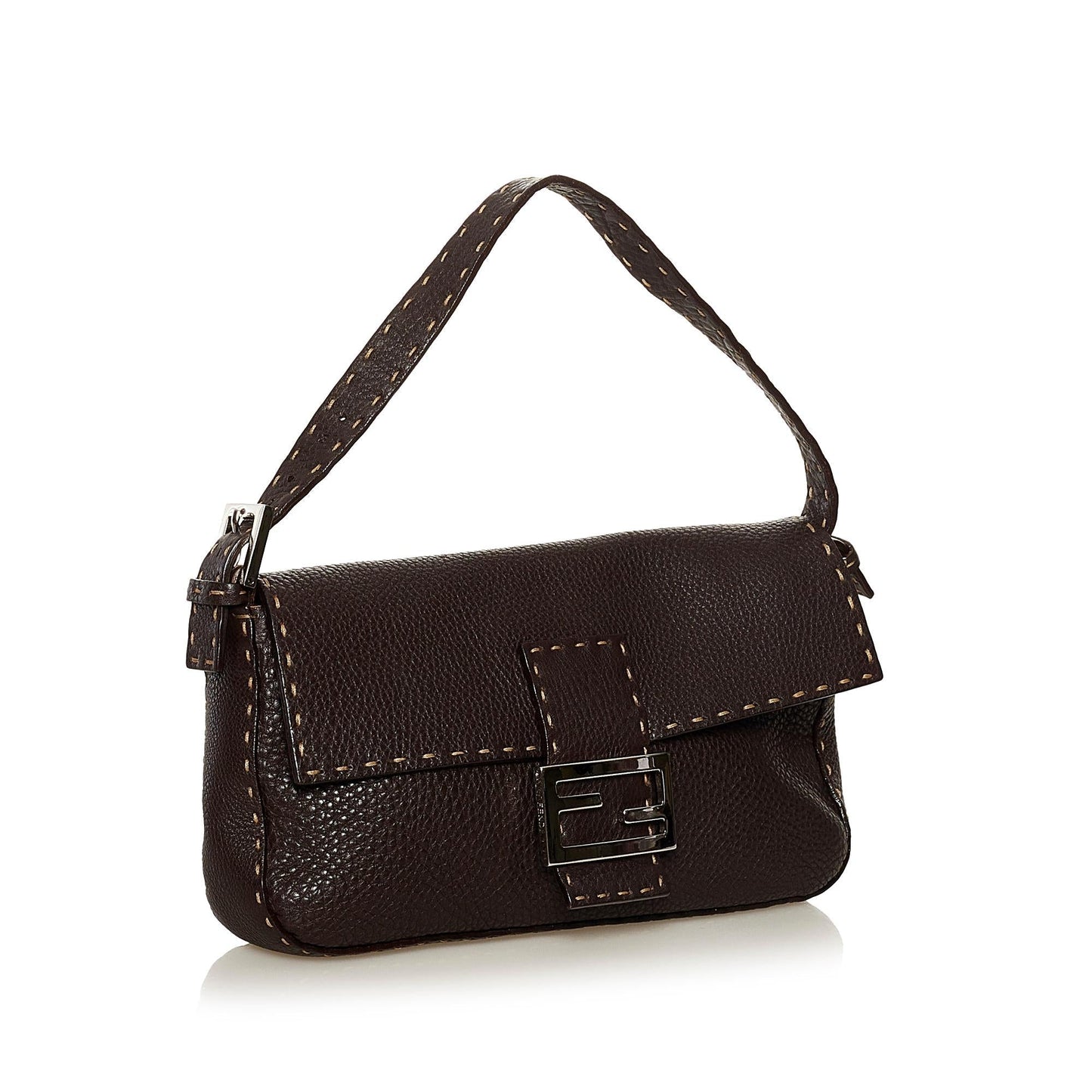 Fendi Selleria Baguette Shg Handbag Leather Shoulder Bag