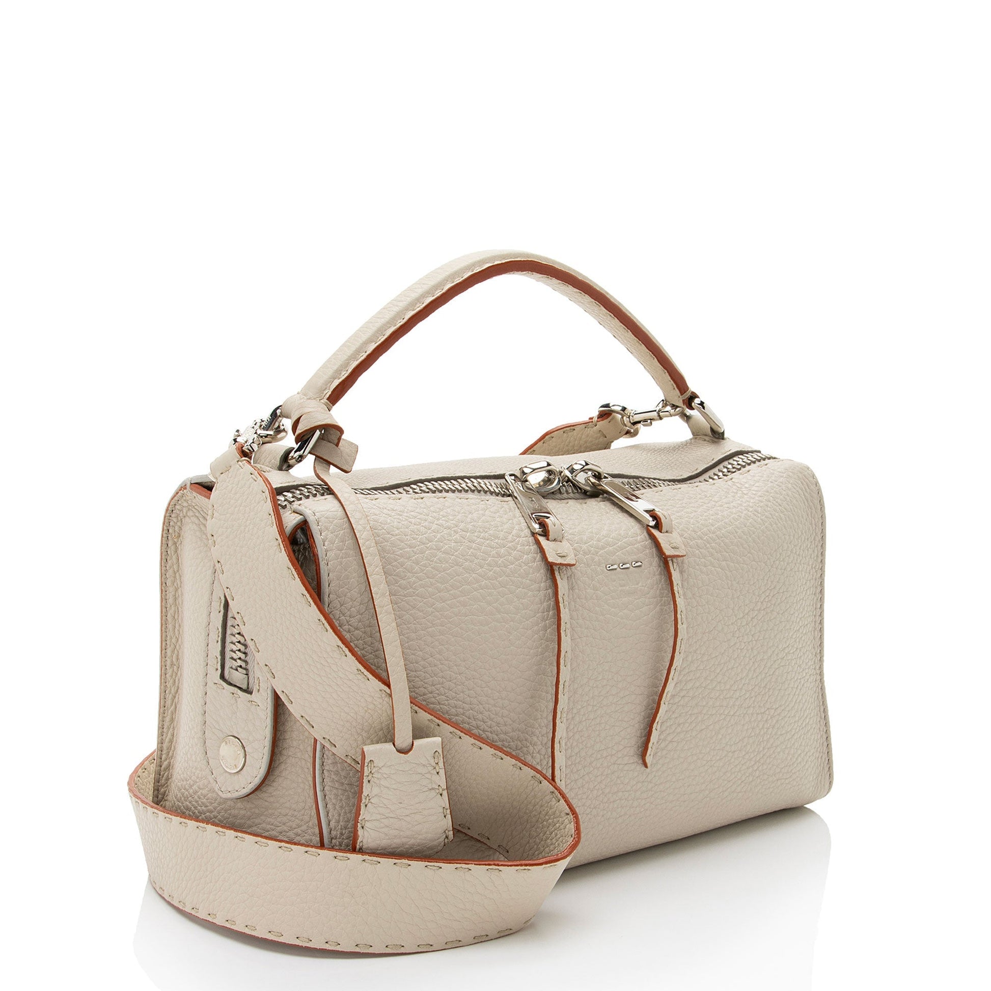 Fendi Selleria Lei Boston Bag Leather Satchel Bag