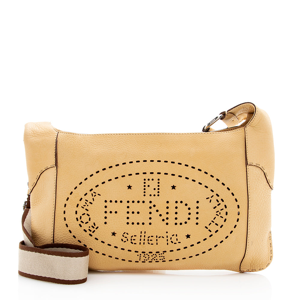 Fendi Selleria Perforated Romano Messenger Bag Shf Leather Shoulder Bag