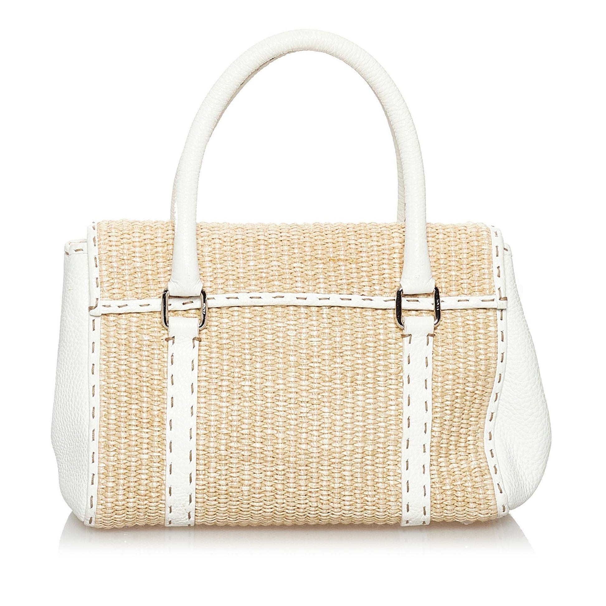 Fendi Selleria Linda Handbag Shg Raffia Satchel Bag