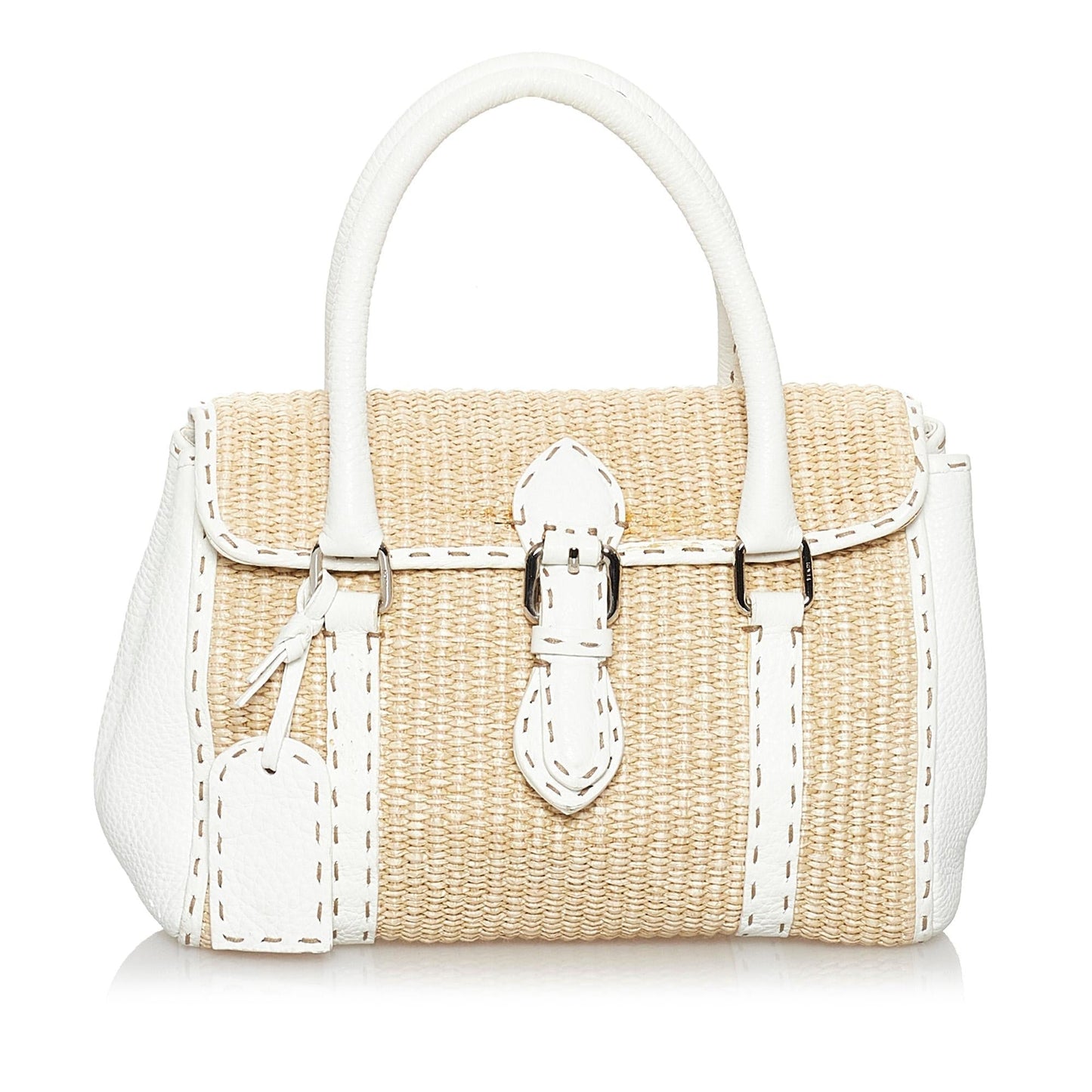 Fendi Selleria Linda Handbag Shg Raffia Satchel Bag