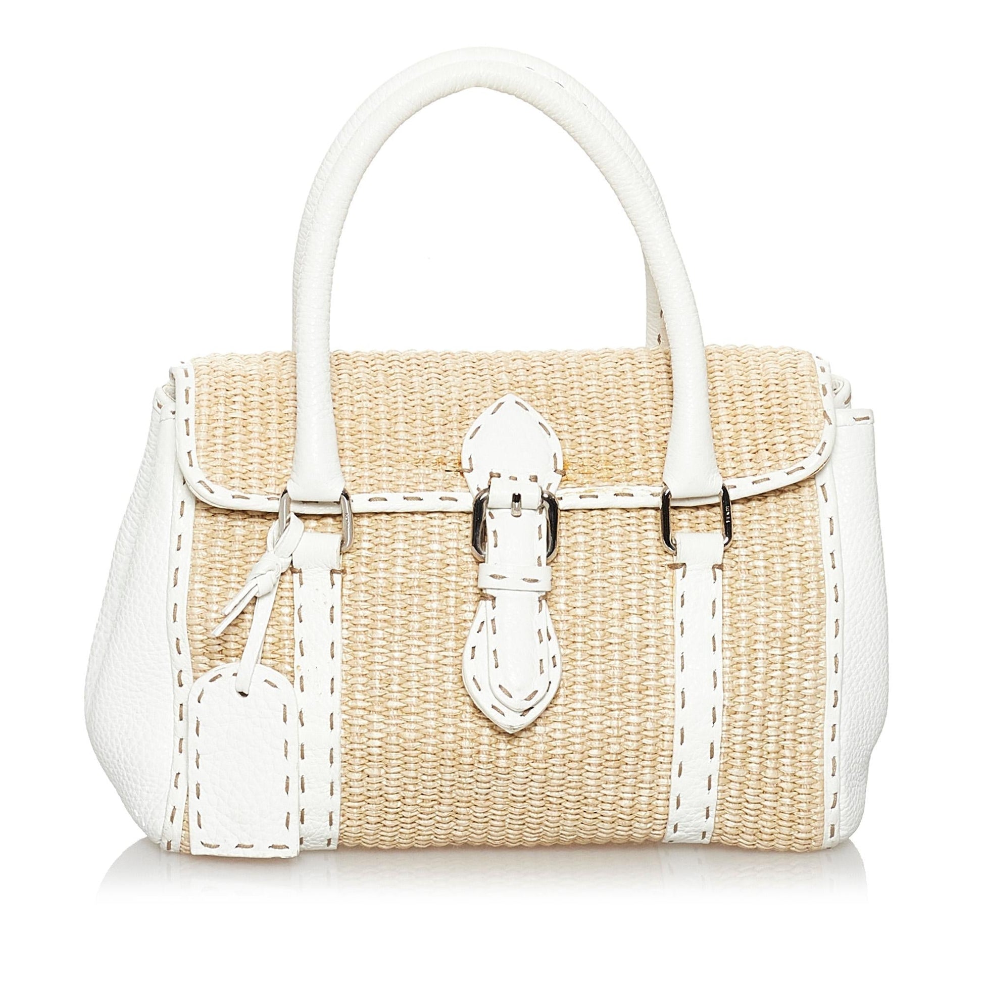 Fendi Selleria Linda Handbag Shg Raffia Satchel Bag
