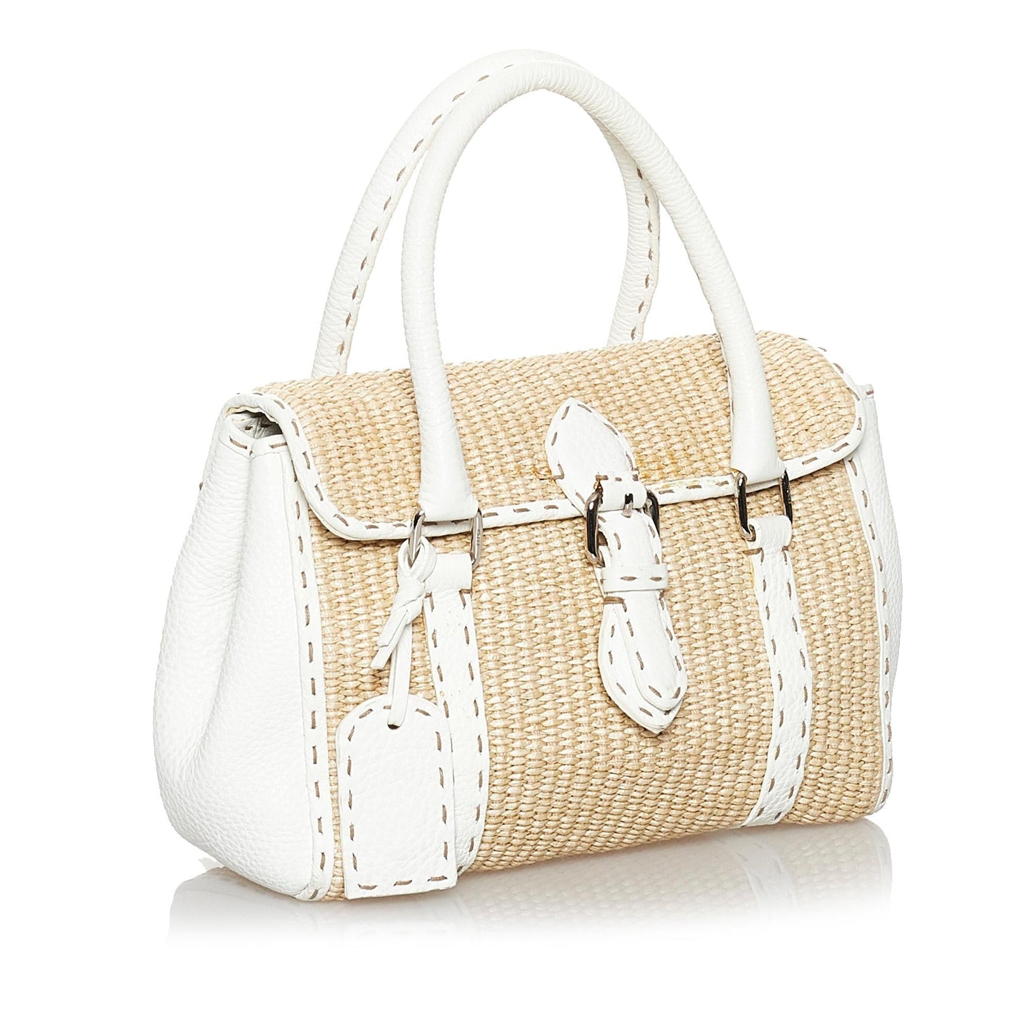 Fendi Selleria Linda Handbag Shg Raffia Satchel Bag