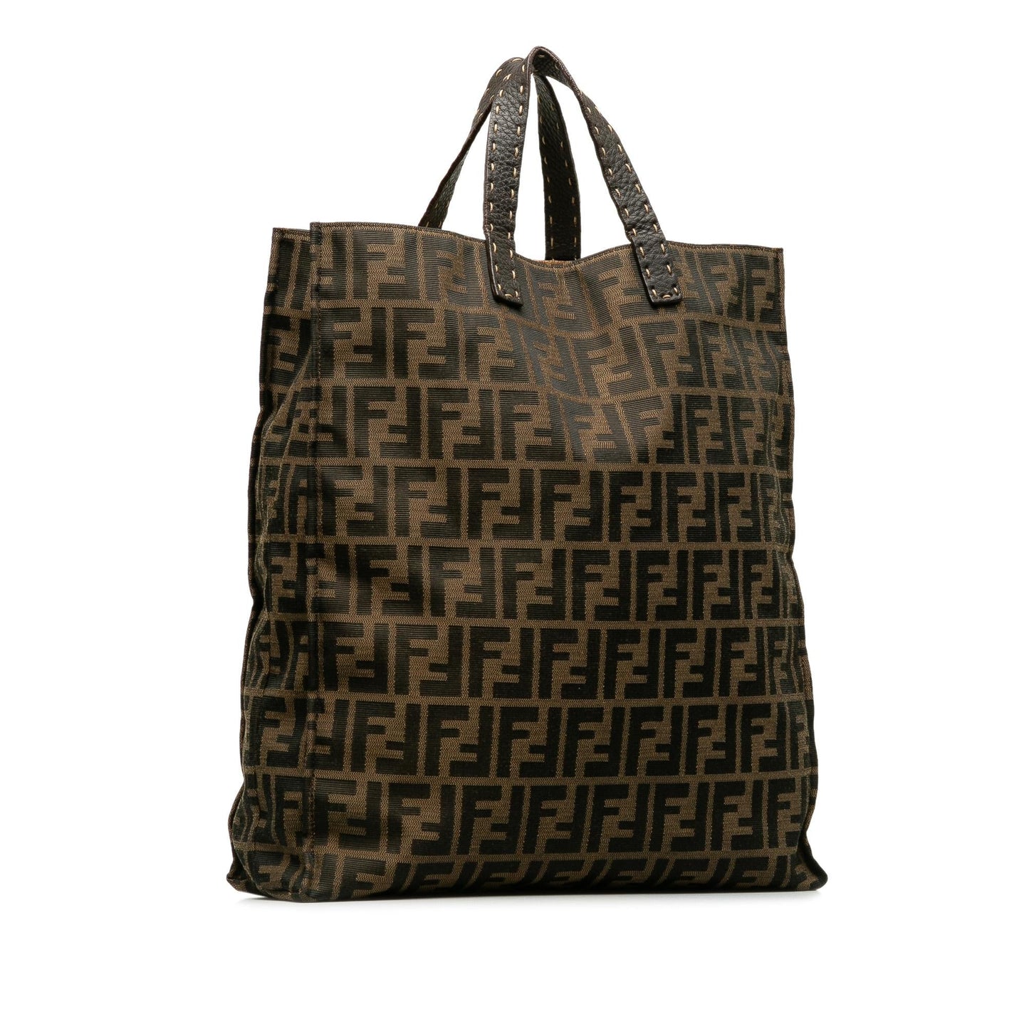 Fendi Selleria Trimmed Zucca Vertical Tote Shg Axod86 Tote Bag