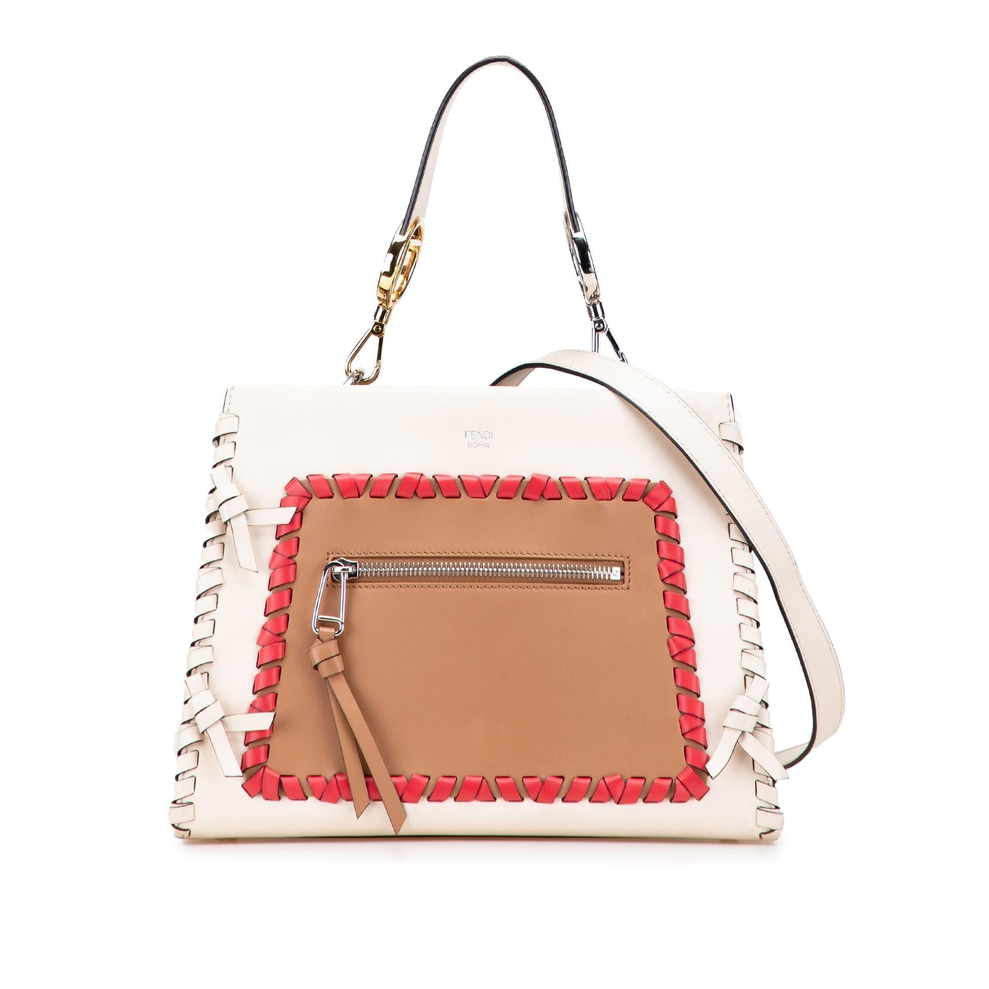 Fendi Bicolor Calfskin Whipstitch Runway Satchel Small Satchel Bag