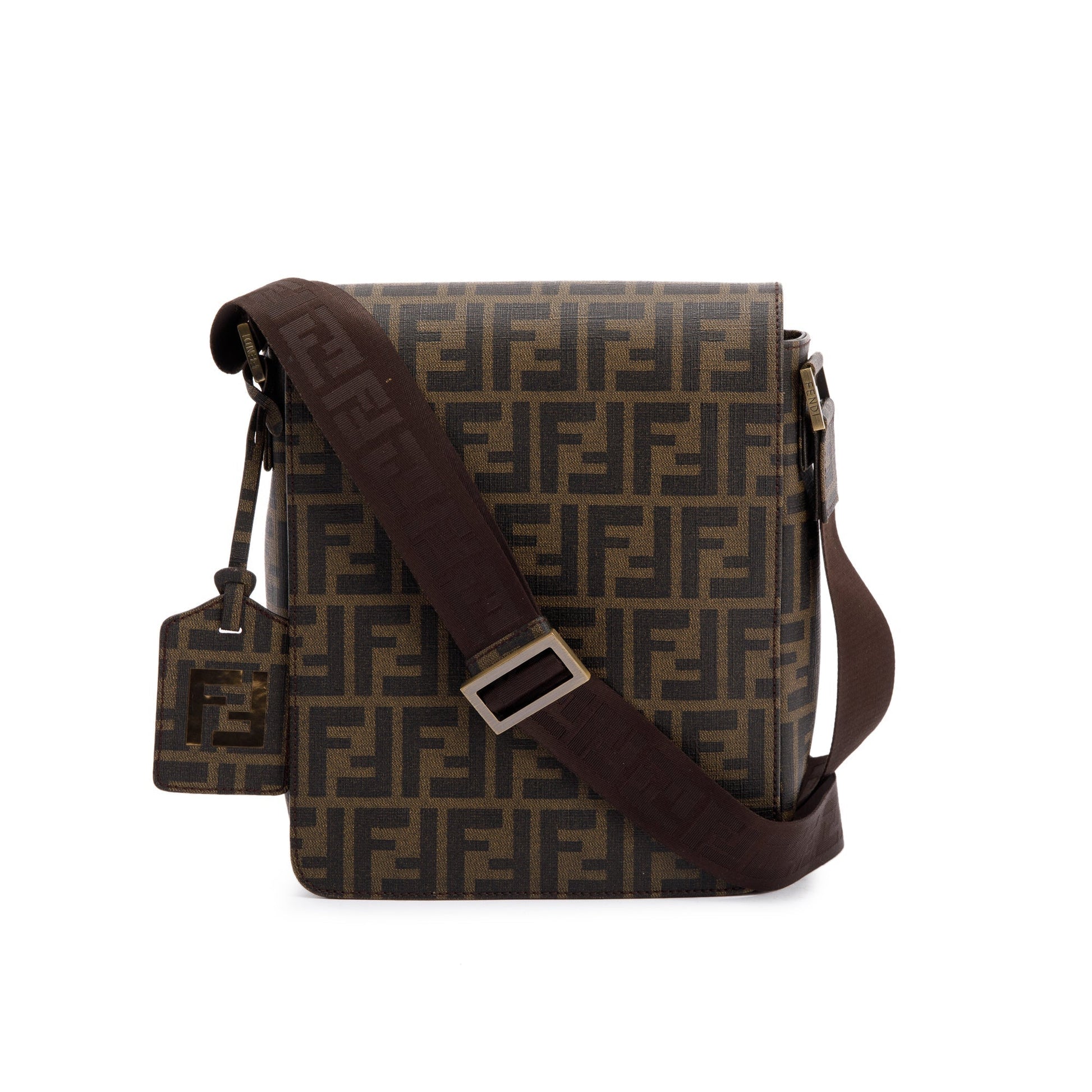 Fendi Ff Zucca Coated Messenger Bag Canvas Small Travel Bag