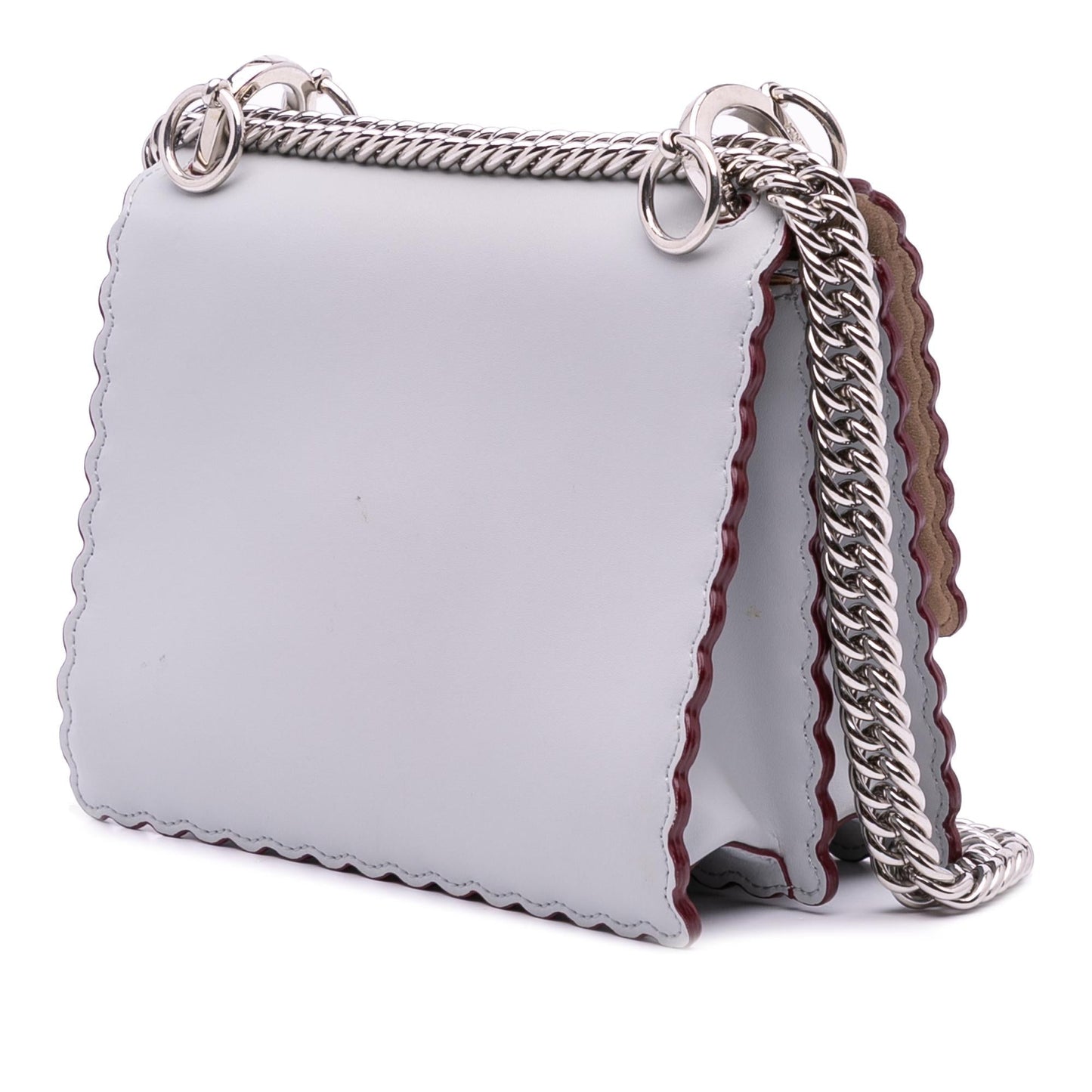 Fendi Studded Scalloped Kan Crossbody Bag Leather Small