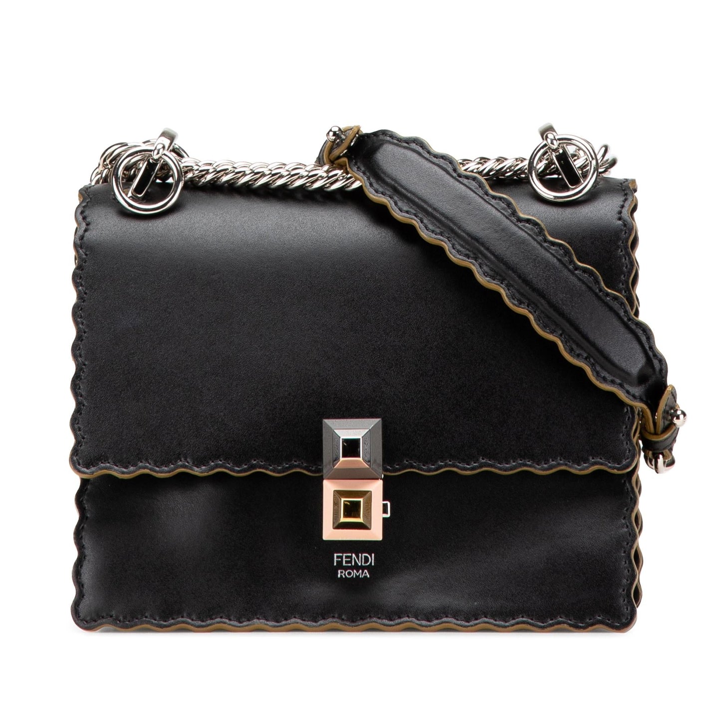 Fendi Scalloped Kan Crossbody Leather Small Crossbody Bag I Crossbody 1