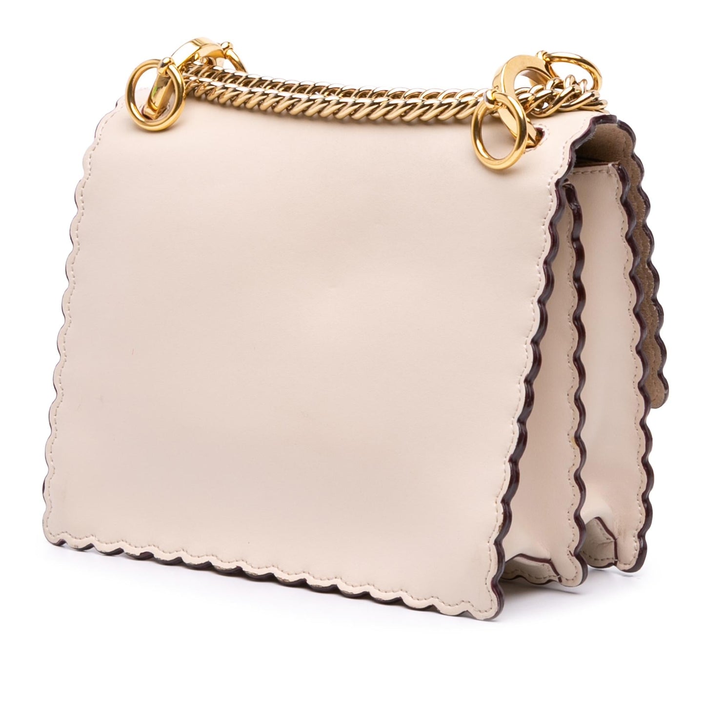 Fendi Scalloped Kan Crossbody Leather Small Crossbody Bag