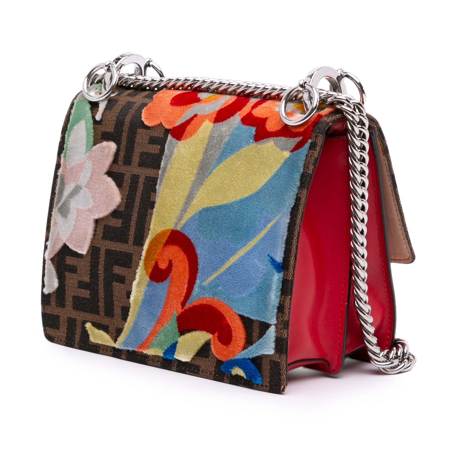 Fendi Velvet Zucca And Kan Crossbody Leather Canvas Small Crossbody Bag