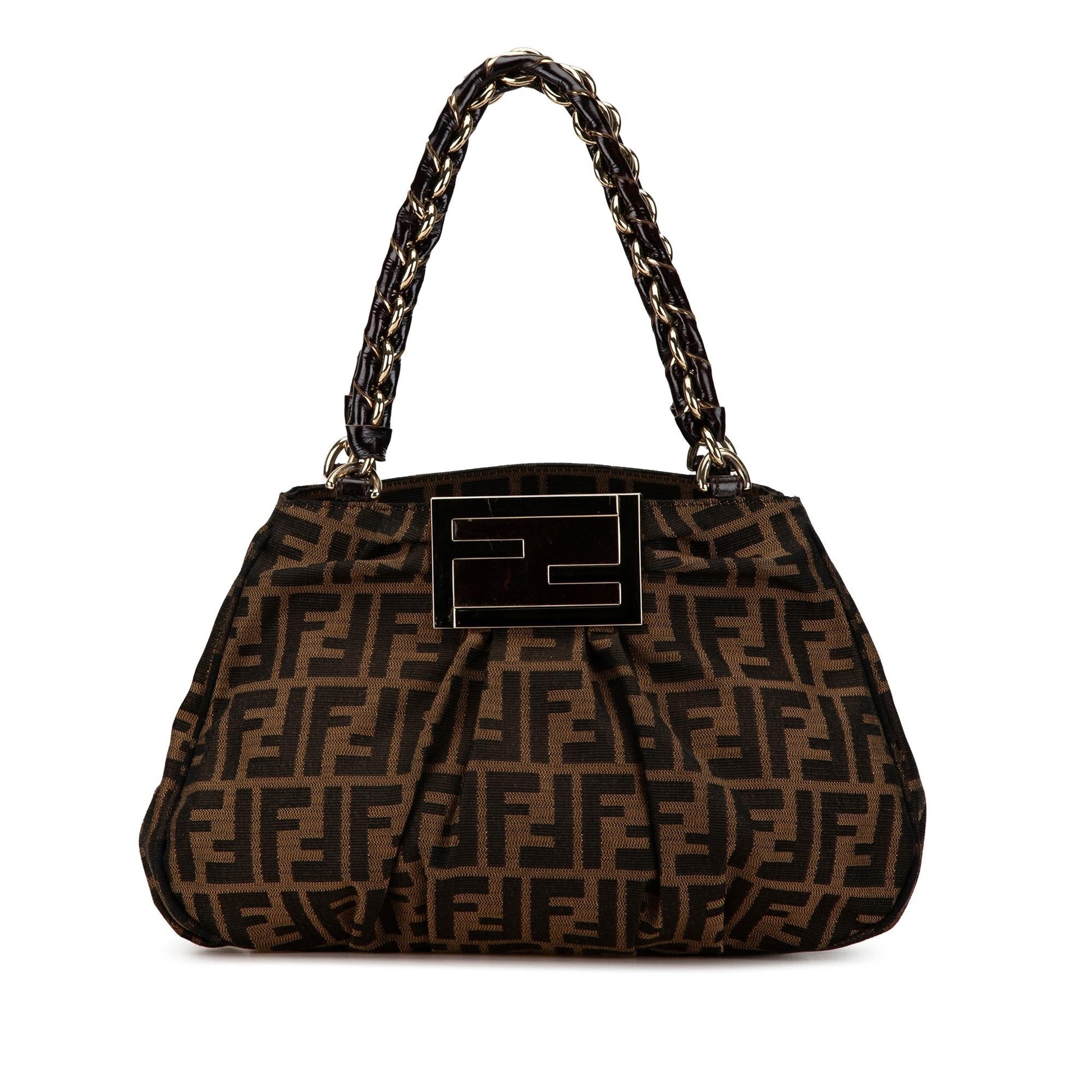 Fendi Zucca Mia Tote Shg Ikzcne Canvas Small Chain Tote Bag