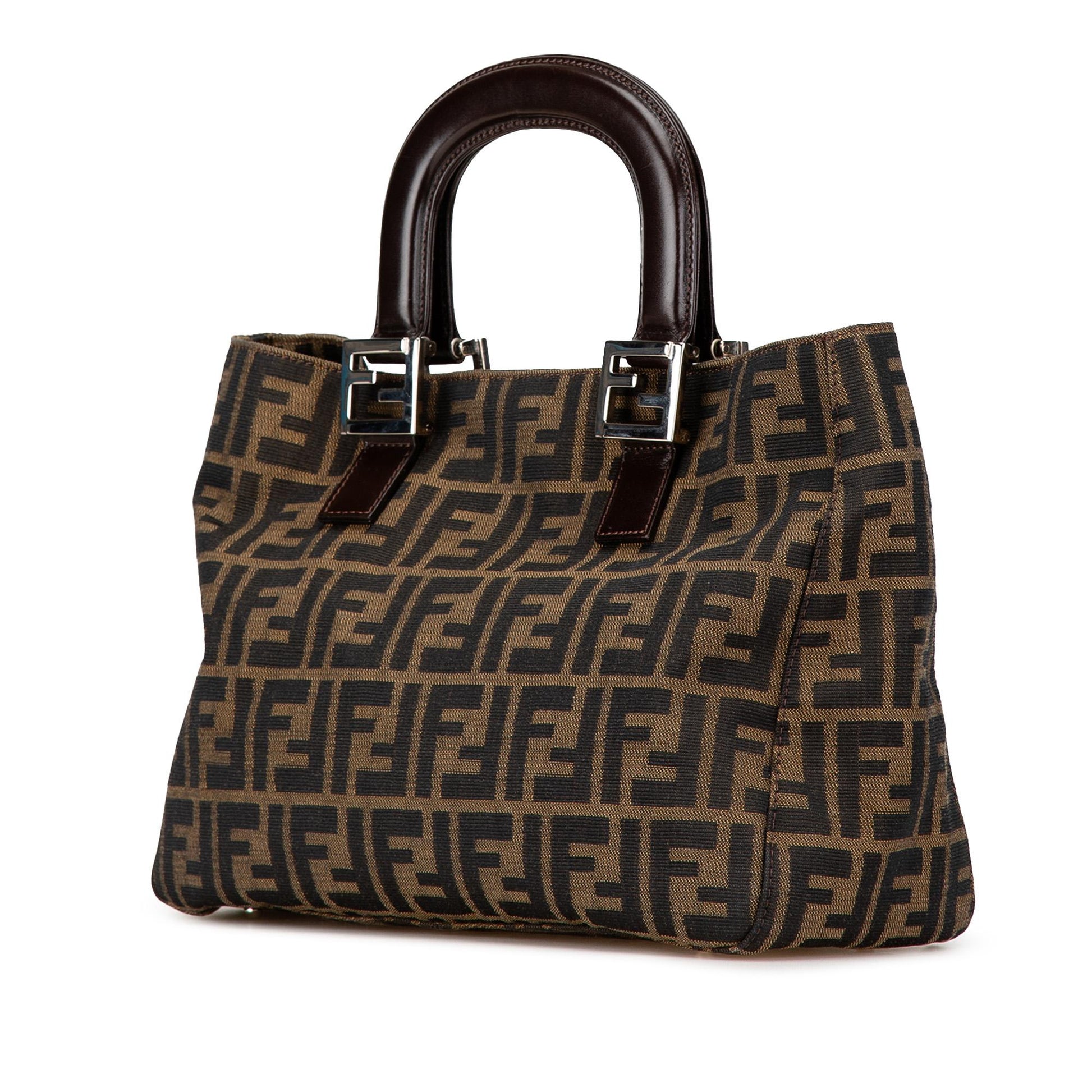 Fendi Zucca Twins Tote Canvas Small Tote Bag Canvas Twins Tote