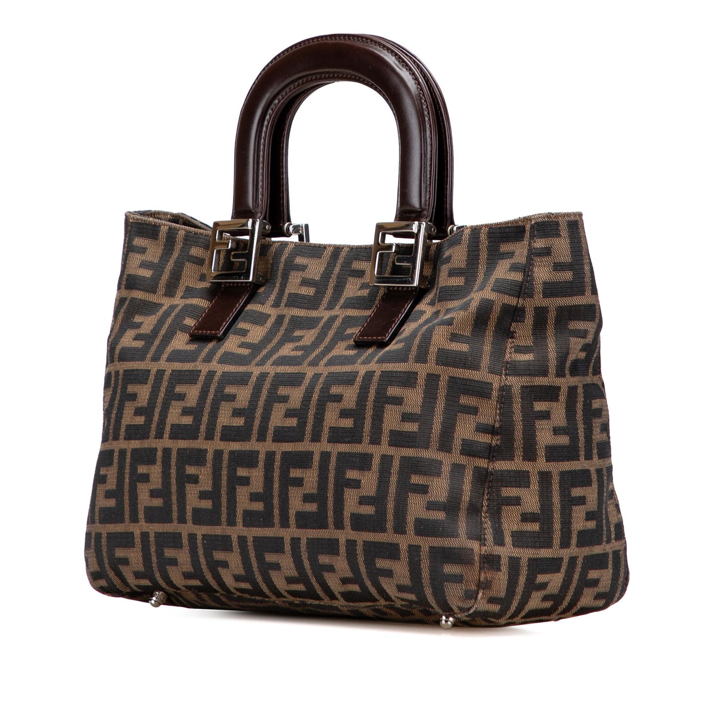 Fendi Zucca Twins Tote Canvas Small Tote Bag