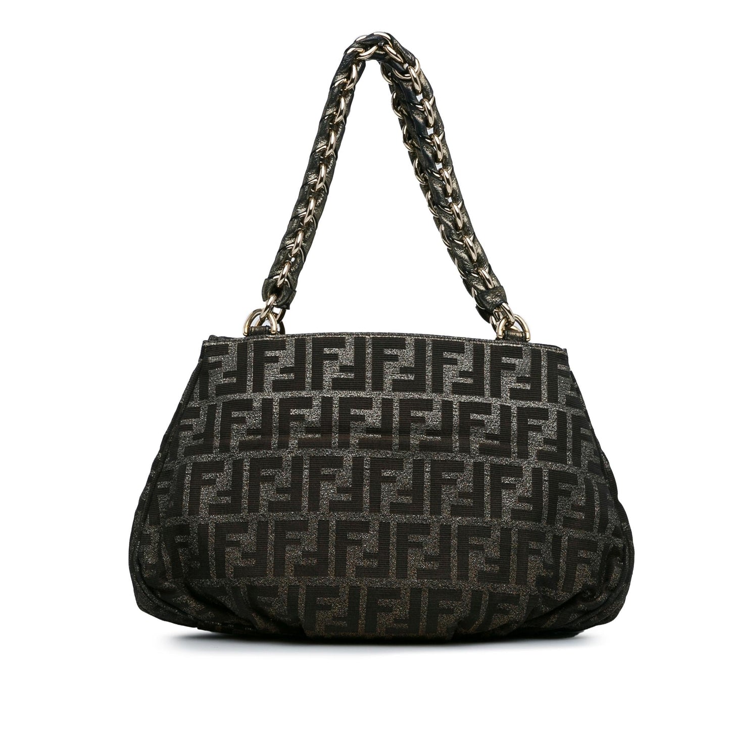 Fendi Zucca Metallic Mia Shoulder Bag Canvas Small