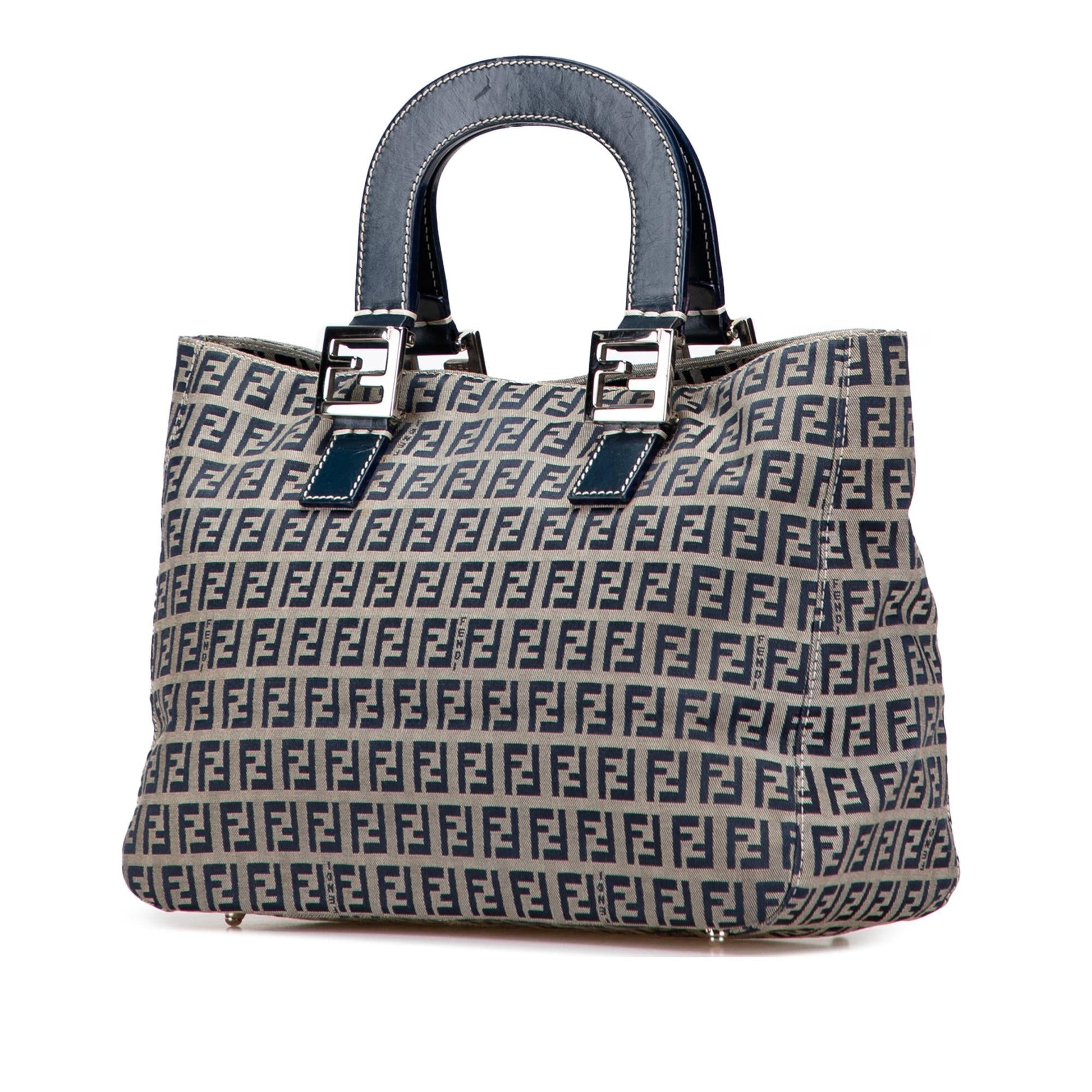 Fendi Zucchino Twins Tote Canvas Small Tote Bag