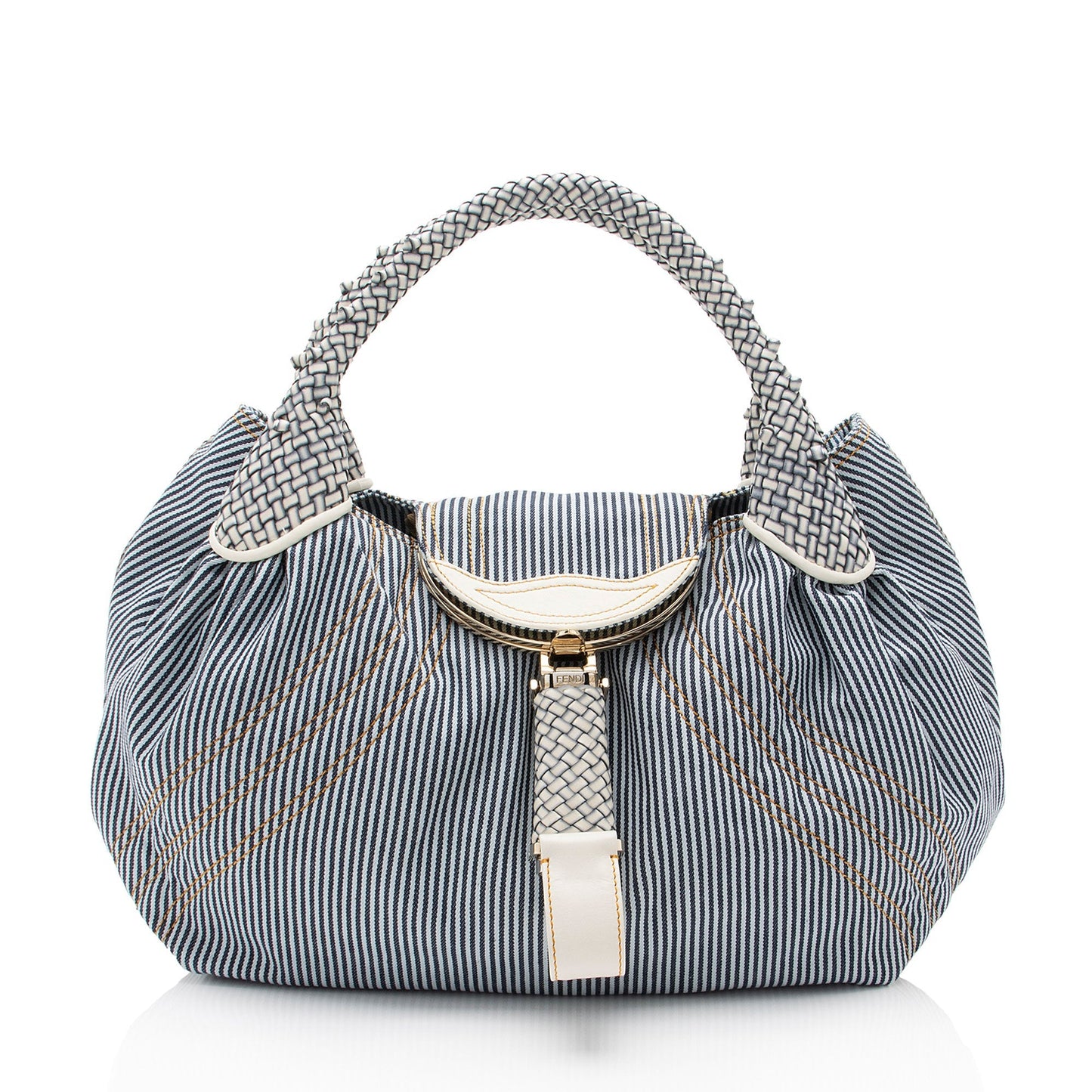 Fendi Striped Spy Satchel Shf I8Zclg Denim Satchel Bag