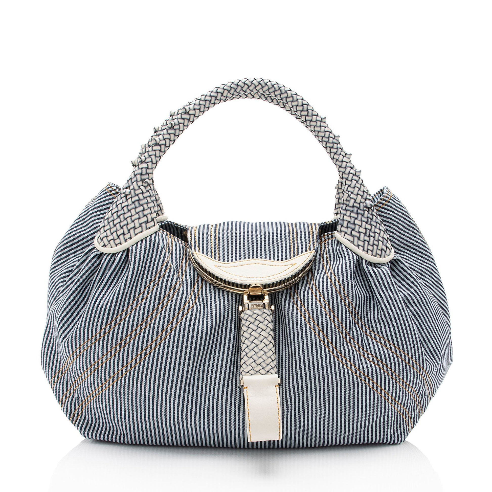 Fendi Striped Spy Satchel Shf I8Zclg Denim Satchel Bag