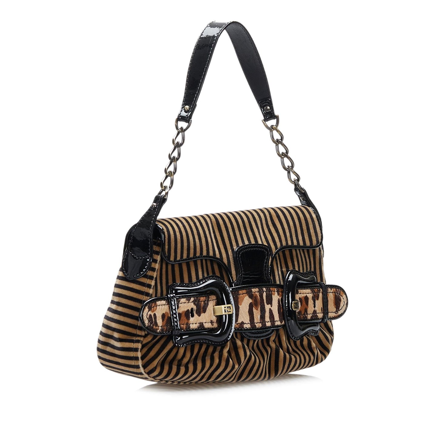 Fendi Striped Velvet Bis Bag Shg Shoulder Bag