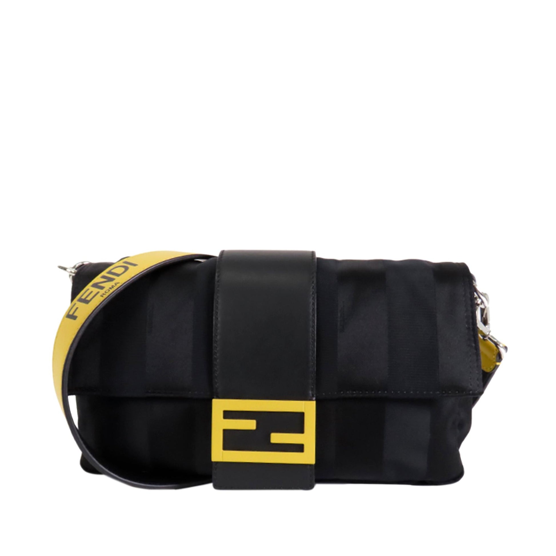 Fendi Stripes Convertible Baguette Shg Satchel Bag