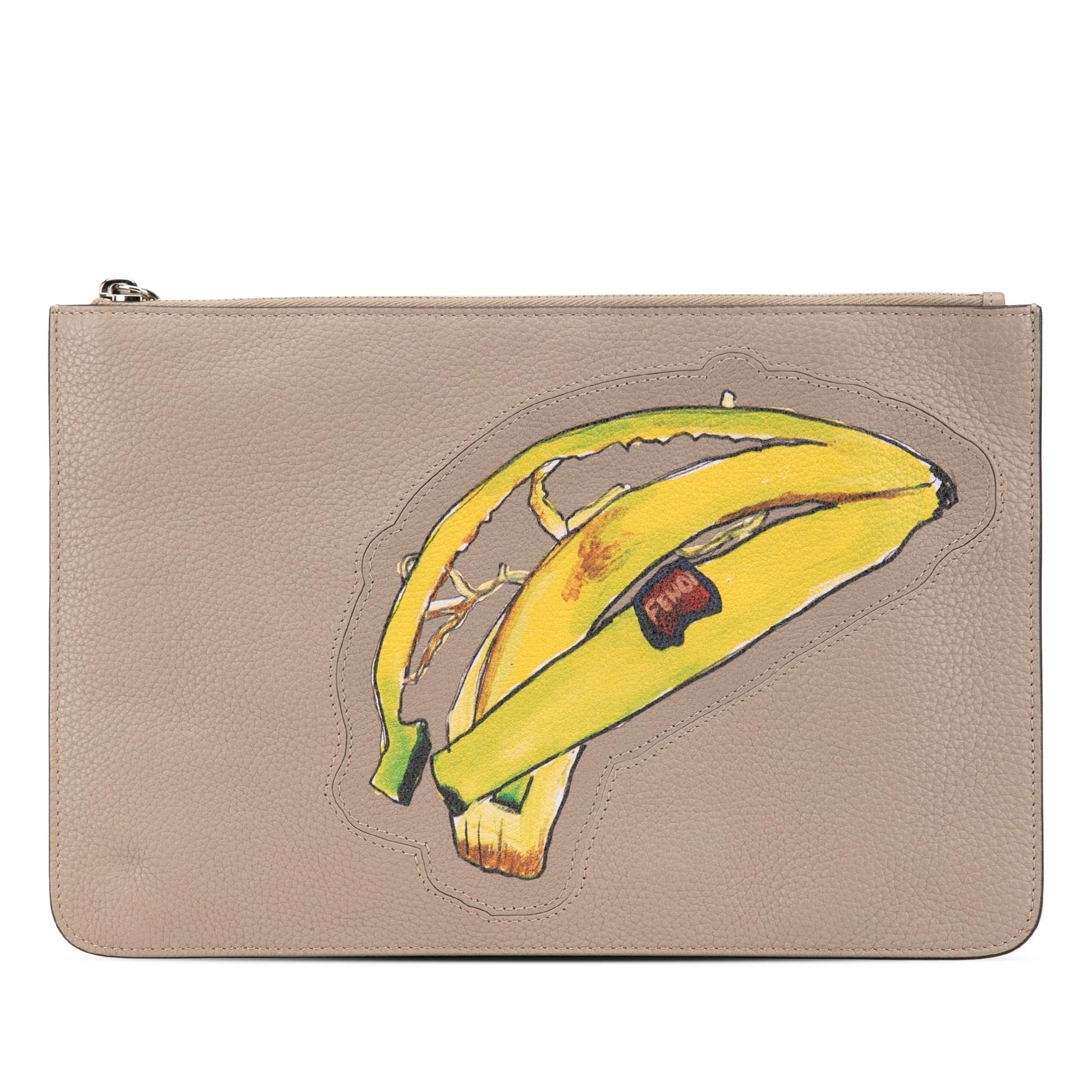 Fendi Sue Tilley Banana Clutch Leather Zip Clutch Bag Banana Zip Clutch
