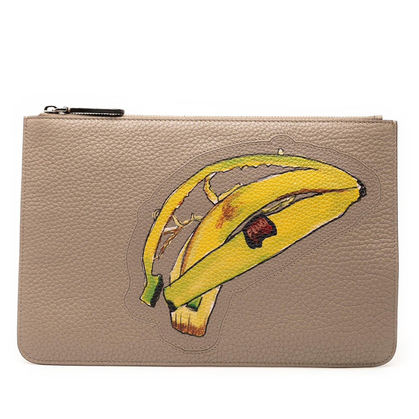 Fendi Sue Tilley Banana Clutch Leather Zip Clutch Bag